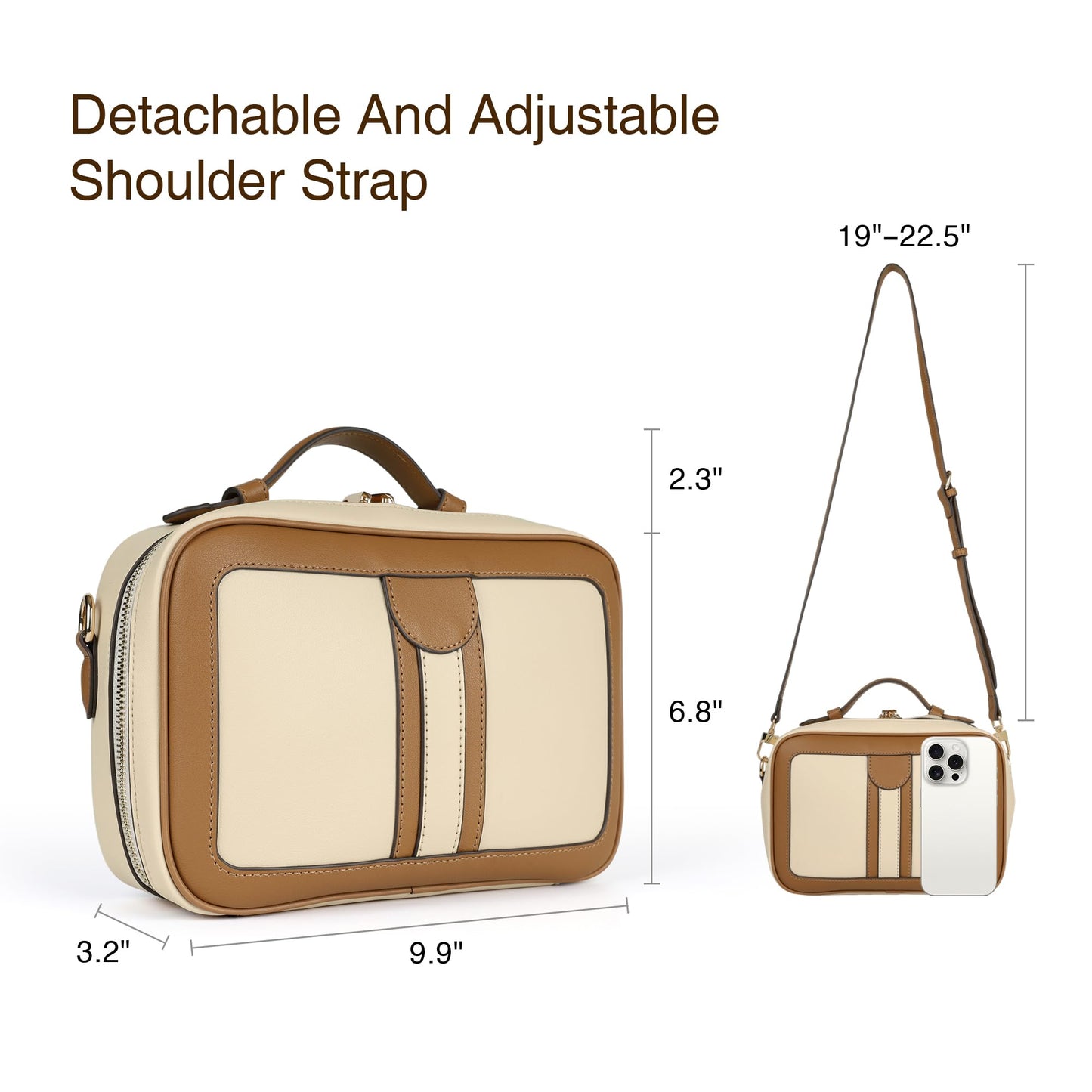 Anti Theft Crossbody Bag for Women Trendy, Rfid Blocking Crossbody Purse Travel Bag Top Handle Small Shoulder Handbag Brown Peach