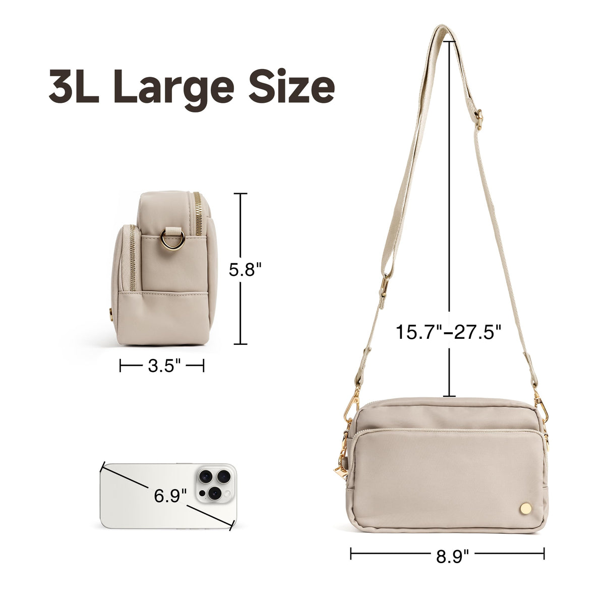 Joryin Anti Theft Crossbody Bag for Women, Slash-resistant RFID Blocking Travel Purses, 1.35L/3L Shoulder Bag, Nylon