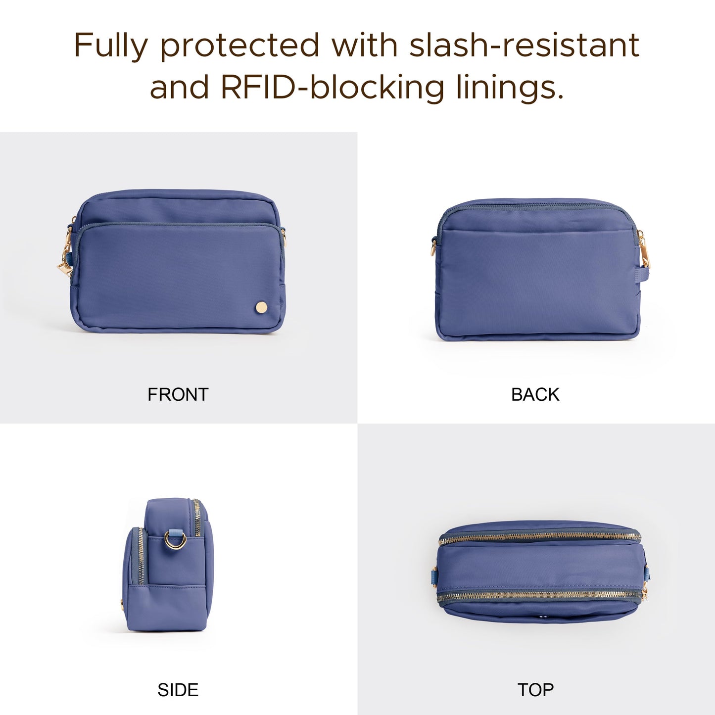 Joryin Anti Theft Crossbody Bag for Women, Slash-resistant RFID Blocking Travel Purses, 1.35L/3L Shoulder Bag, Nylon