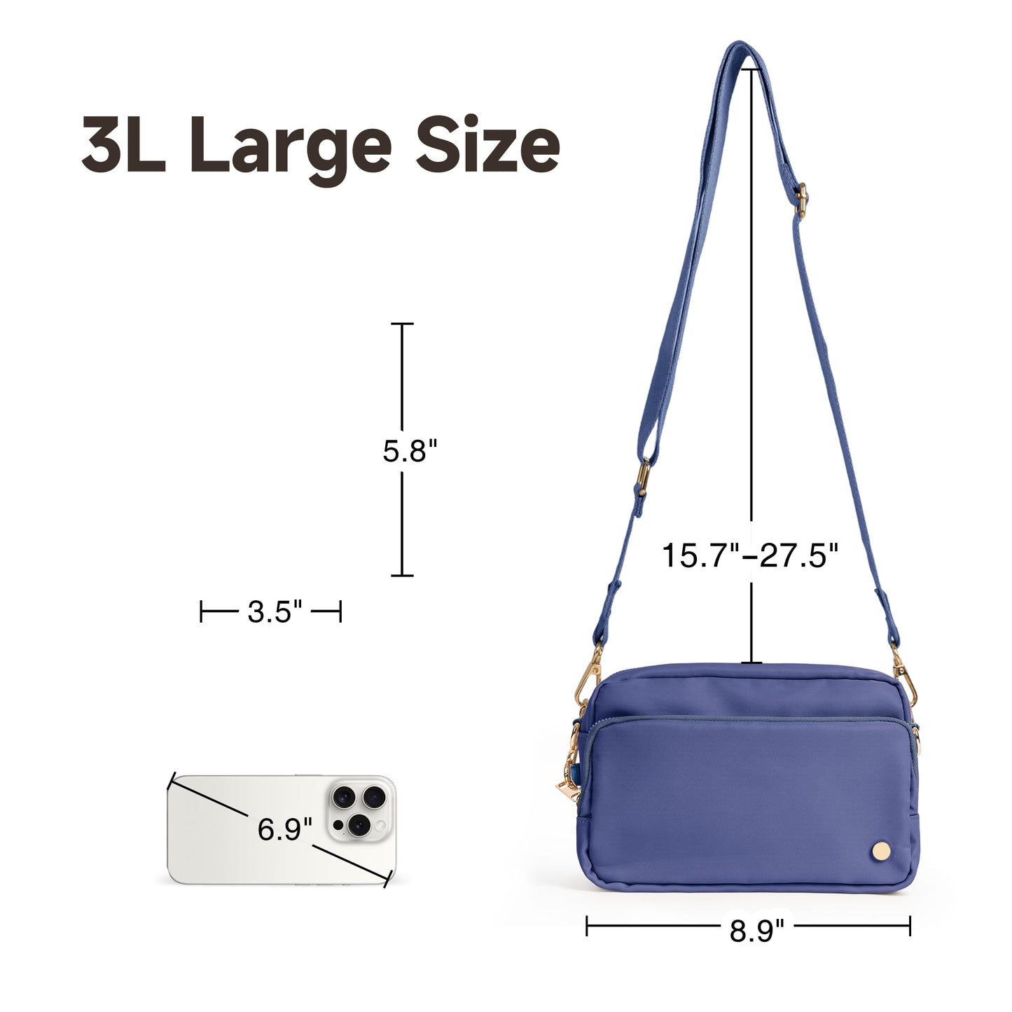 Joryin Anti Theft Crossbody Bag for Women, Slash-resistant RFID Blocking Travel Purses, 1.35L/3L Shoulder Bag, Nylon