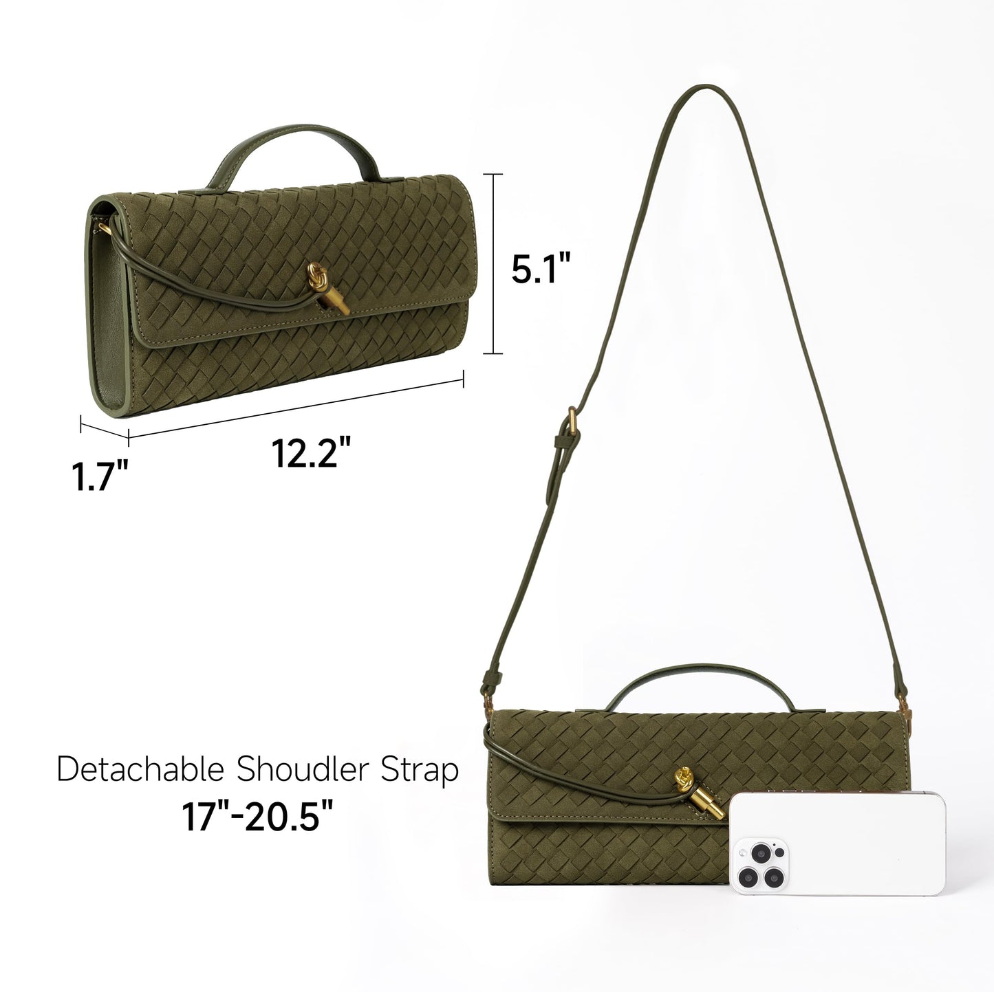 Joryin Woven Purse for Women Evening Clutch Woven Leather Handbags Suede Crossbody Bag Purse Formal Evening Bag