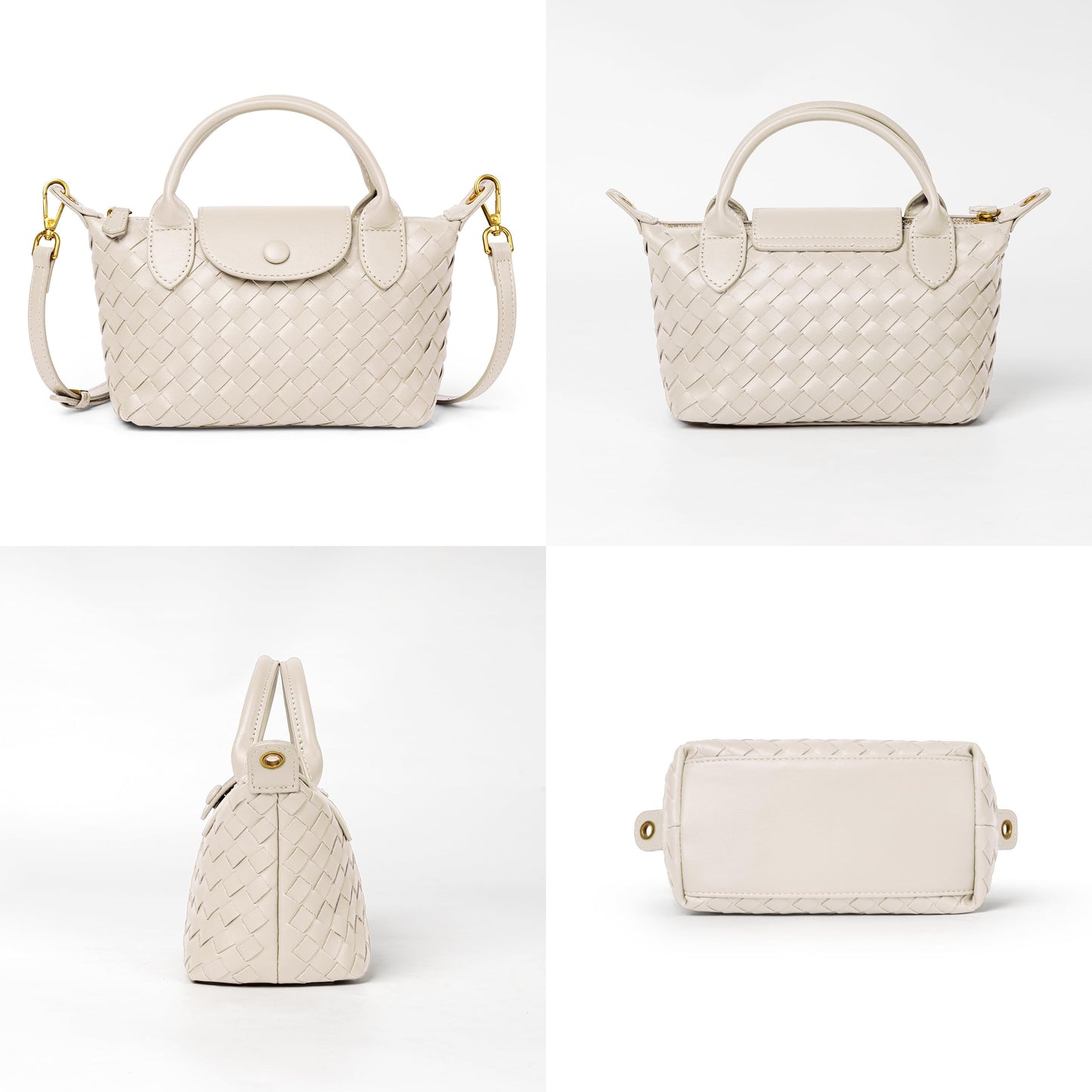 Joryin Hand Woven Purses for Women, Mini Crossbody Bag Dumpling Bag. Top Handle Bag Small Purse Braided Vegan Leather
