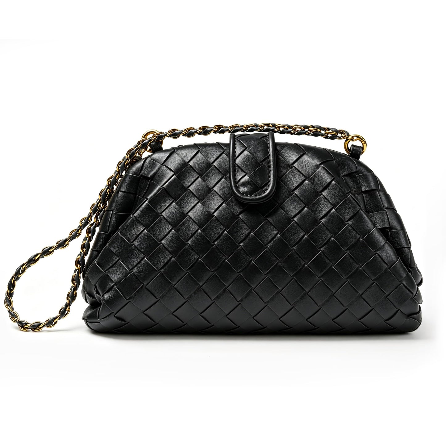 Joryin Woven Evening Bag for Women Woven Leather Dumpling Clutch Crossbody Handbag Shoulder Purse, Vegan Leather