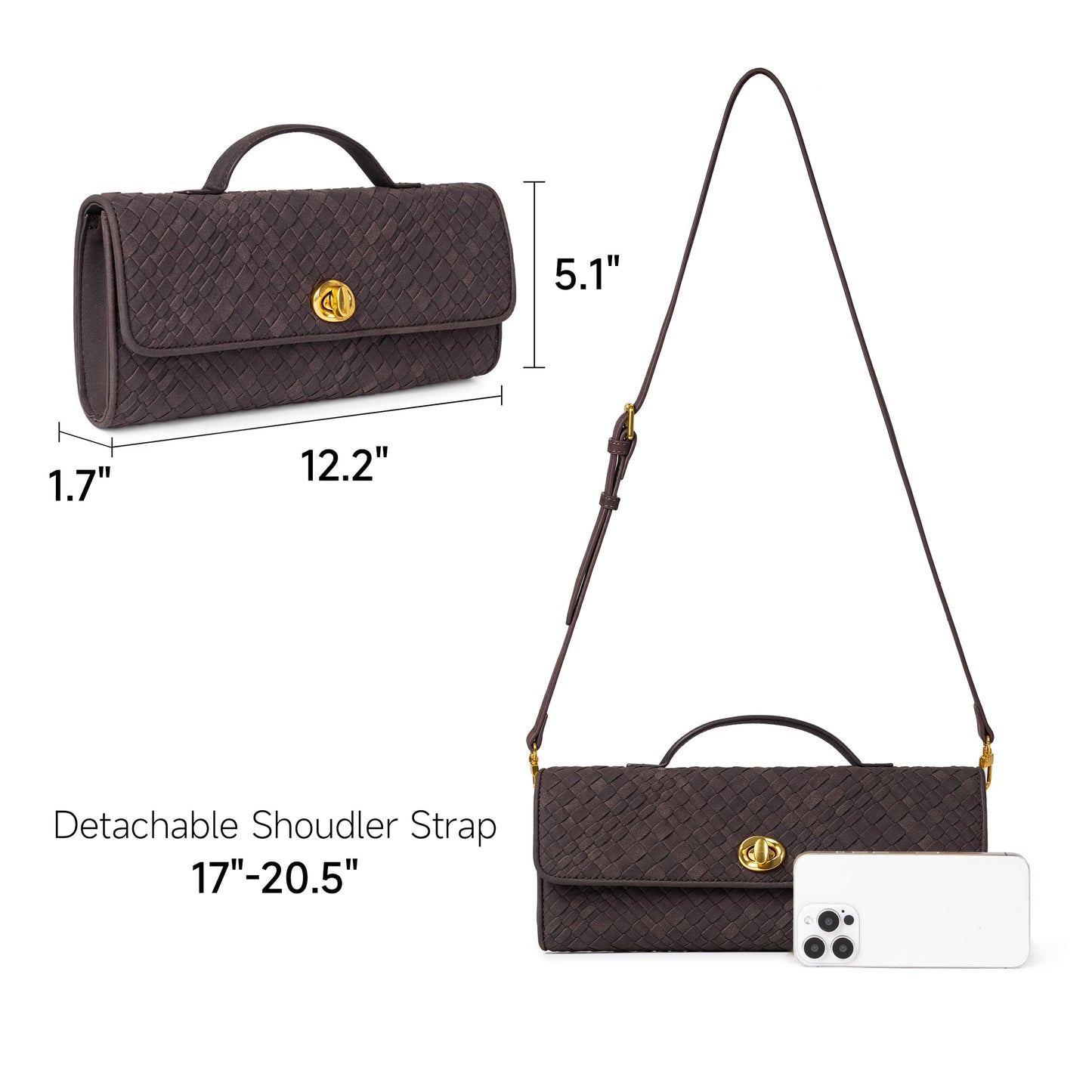 Joryin Woven Purse for Women Evening Clutch Woven Leather & Suede Handbags Crossbody Bag Purse Formal Evening Bag