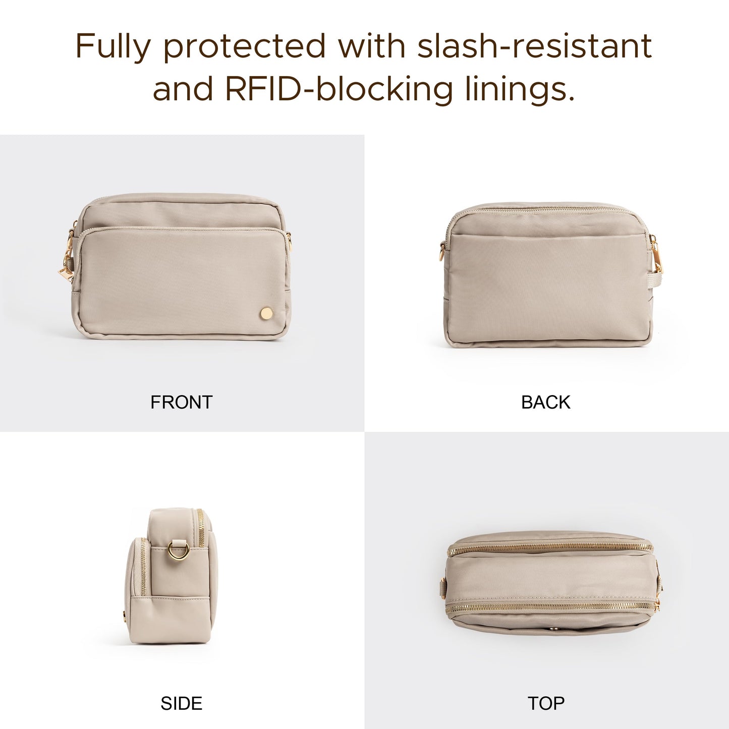 Joryin Anti Theft Crossbody Bag for Women, Slash-resistant RFID Blocking Travel Purses, 1.35L/3L Shoulder Bag, Nylon