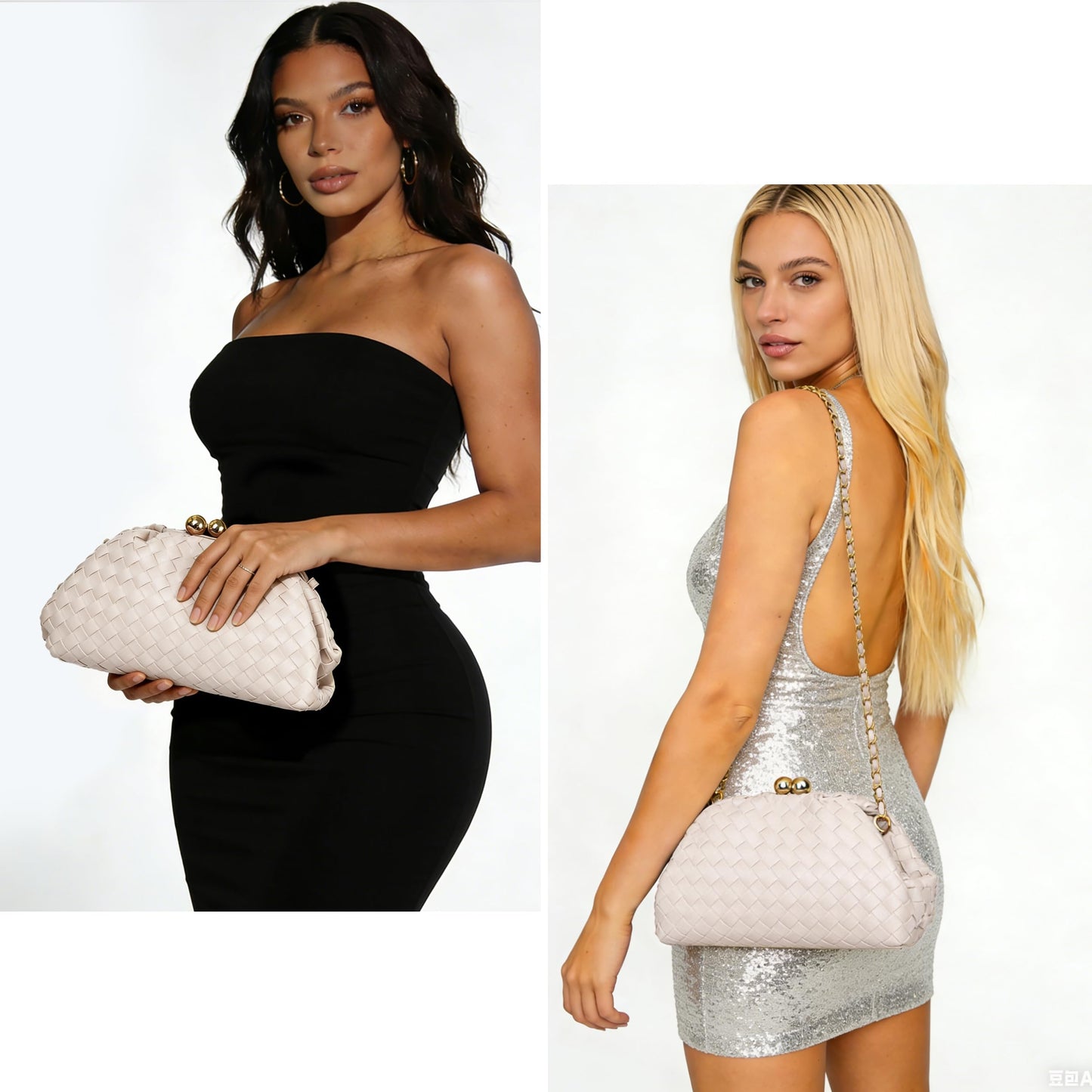 Joryin Formal Evening Bag Woven Shoulder Clutch Purse for Women Wedding. Dumpling Bag Crossbody Handbag Vegan Leather.