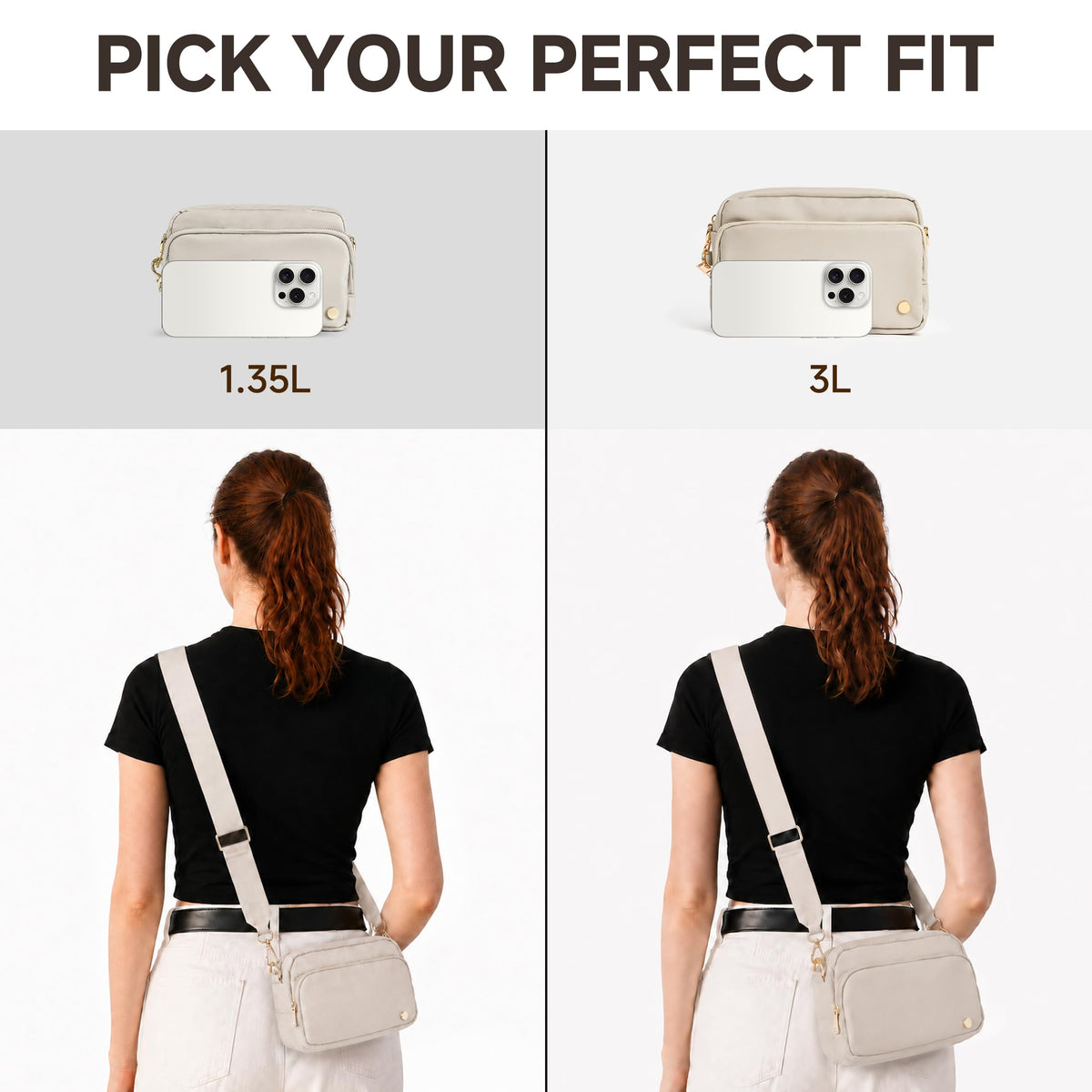 Joryin Anti Theft Crossbody Bag for Women, Slash-resistant RFID Blocking Travel Purses, 1.35L/3L Shoulder Bag, Nylon