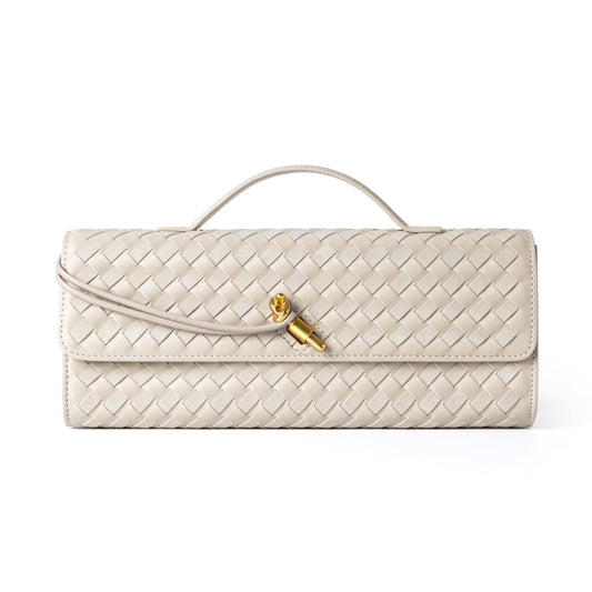 Woven Purse For Women Evening Clutch Woven Leather Handbags Crossbody Bag Suede Purse Formal Evening bag Seashell White Woven Leather & Suede