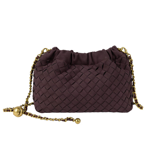 Joryin Woven Women's Crossbody Bag & Evening Purse, Trendy Dumpling Clutch & Hobo Cloud Shoulder Bag Trendy Dumpling Clutch Woven Suede-wine