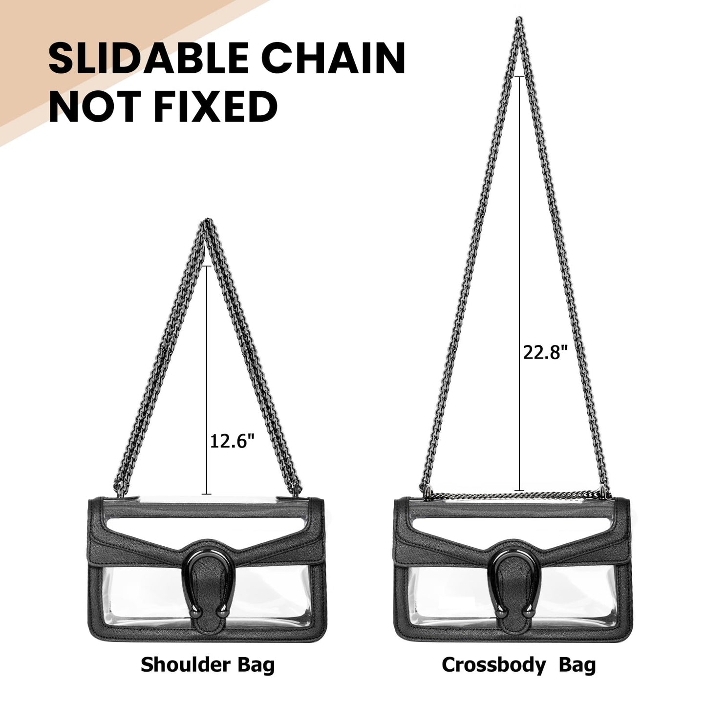 Joryin Women's Stadium Approved Crossbody Bag for Women, Small Clear Bag Shoudler Purse with Chain Strap