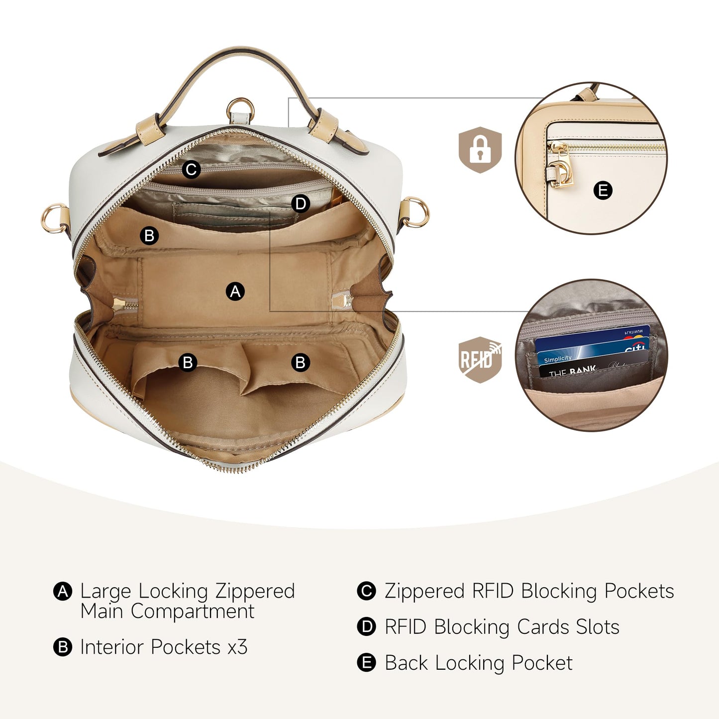 Anti Theft Crossbody Bag for Women Trendy, Rfid Blocking Crossbody Purse Travel Bag Top Handle Small Shoulder Handbag Brown Peach