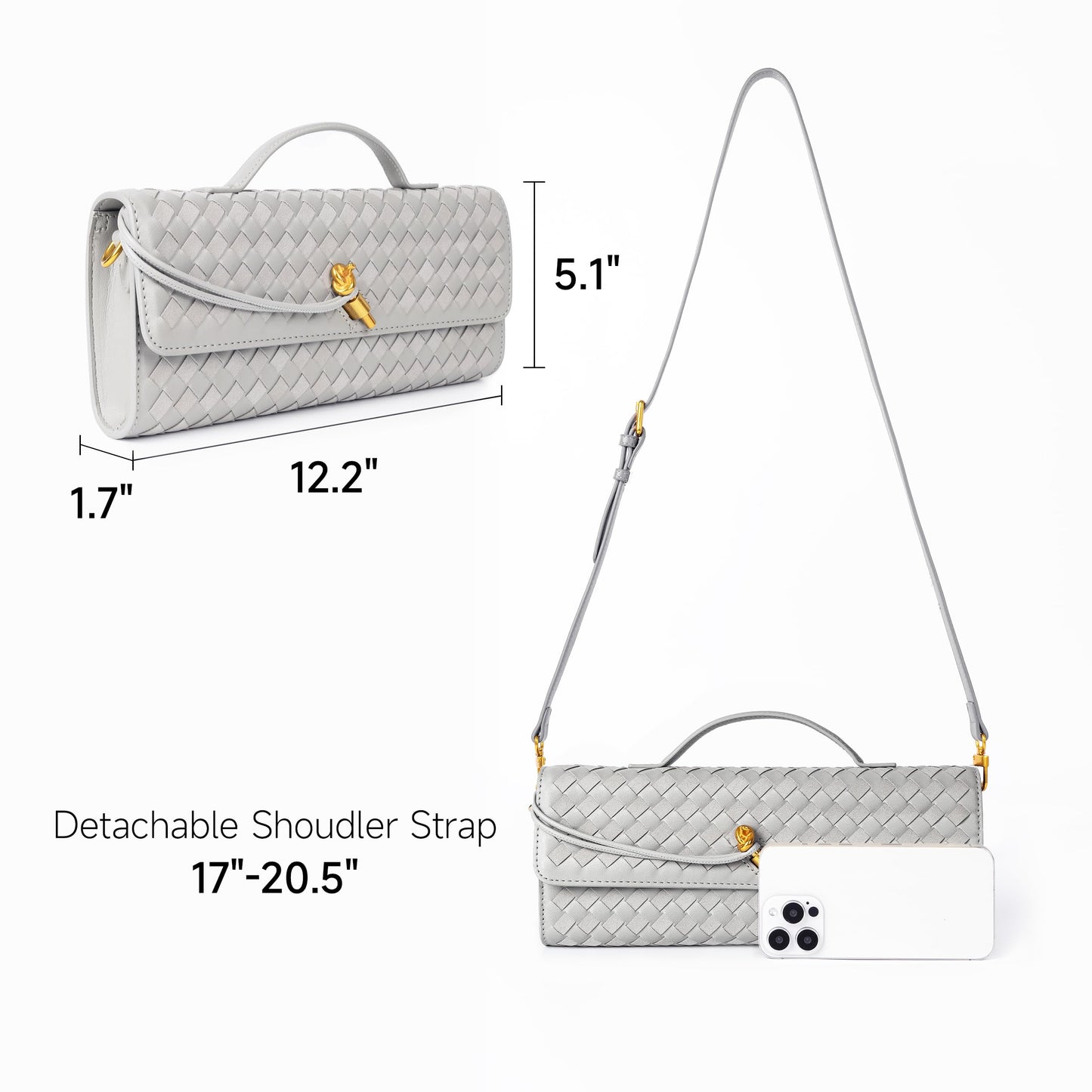 Joryin Woven Purse for Women Evening Clutch Woven Leather & Suede Handbags Crossbody Bag Suede Purse Formal Evening Bag