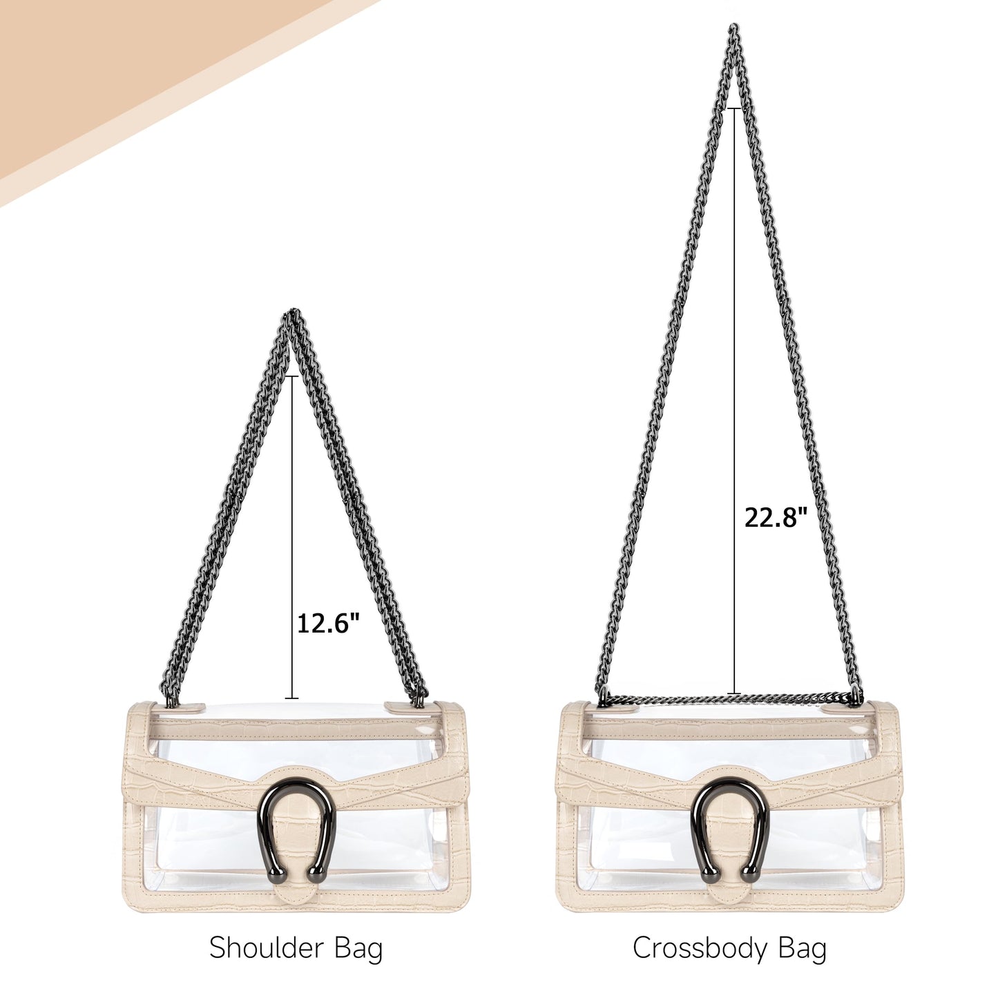 Joryin Women's Stadium Approved Crossbody Bag for Women, Small Clear Bag Shoudler Purse with Chain Strap