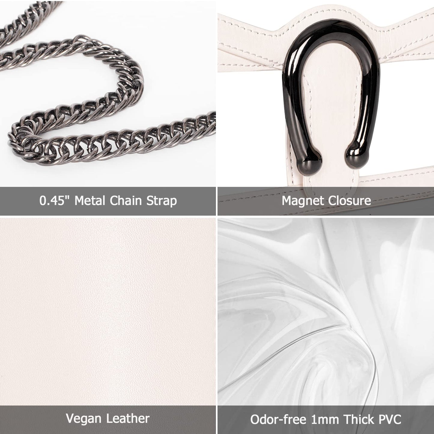 Joryin Women's Stadium Approved Crossbody Bag for Women, Small Clear Bag Shoudler Purse with Chain Strap