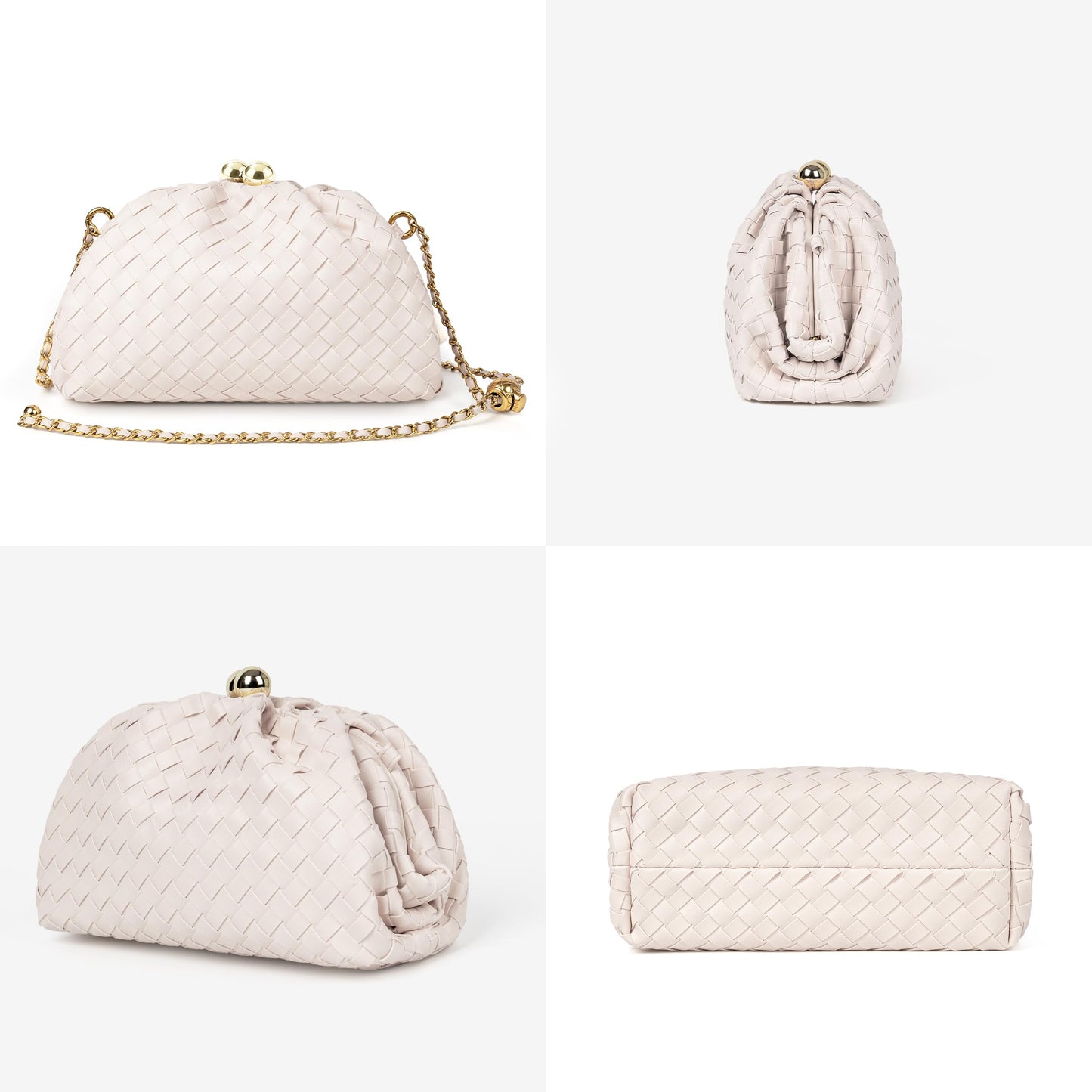 Joryin Formal Evening Bag Woven Shoulder Clutch Purse for Women Wedding. Dumpling Bag Crossbody Handbag Vegan Leather.