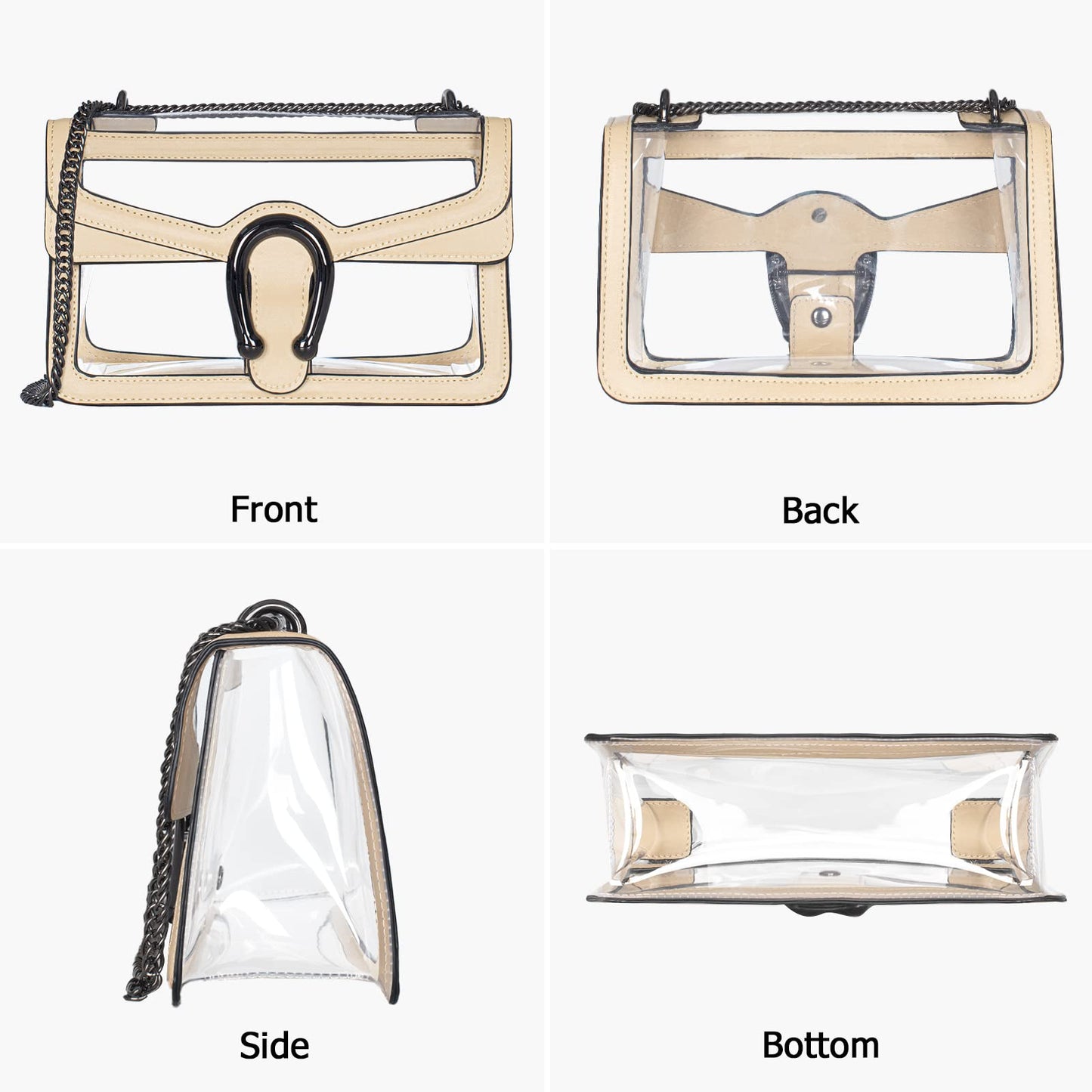Joryin Women's Stadium Approved Crossbody Bag for Women, Small Clear Bag Shoudler Purse with Chain Strap