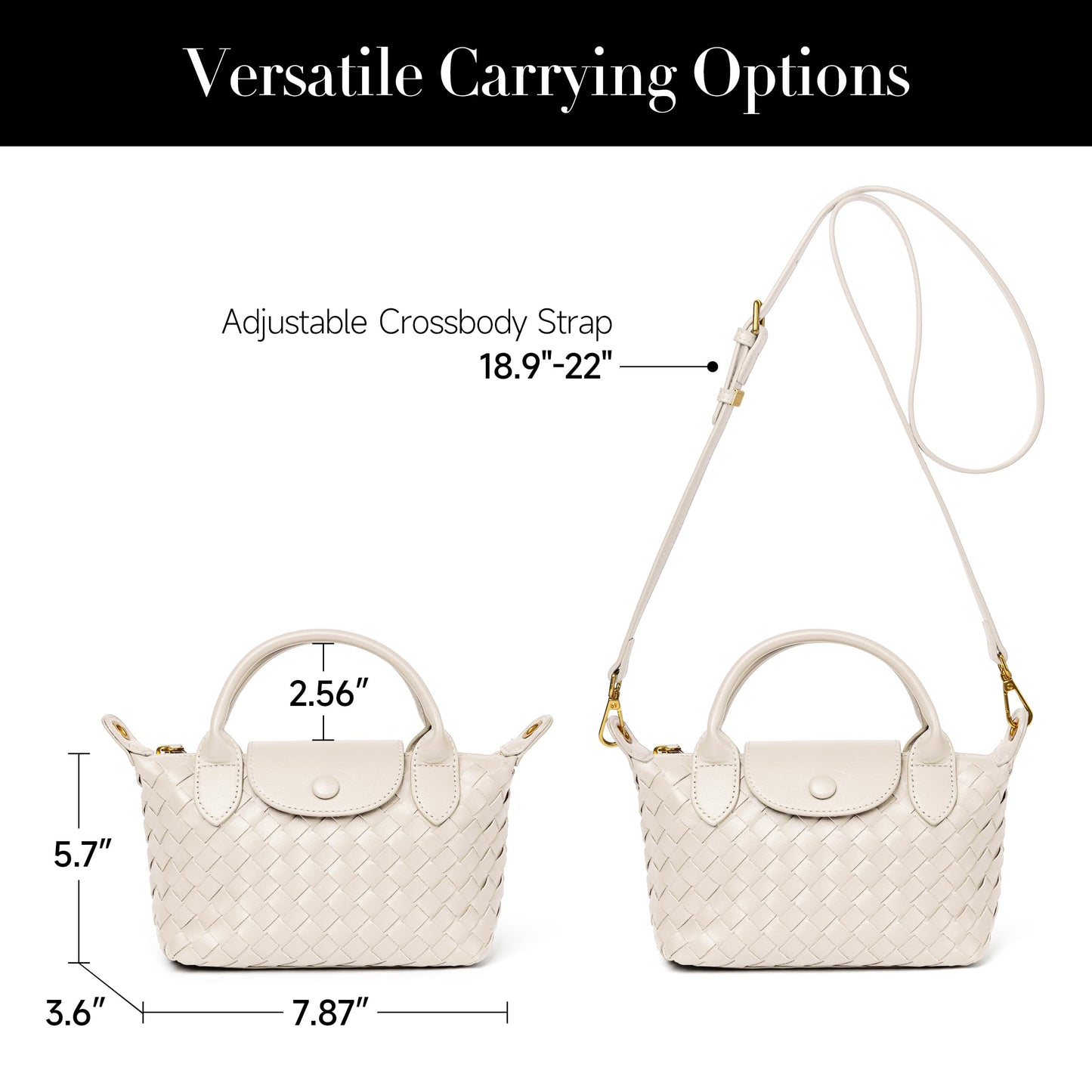 Joryin Hand Woven Purses for Women, Mini Crossbody Bag Dumpling Bag. Top Handle Bag Small Purse Braided Vegan Leather