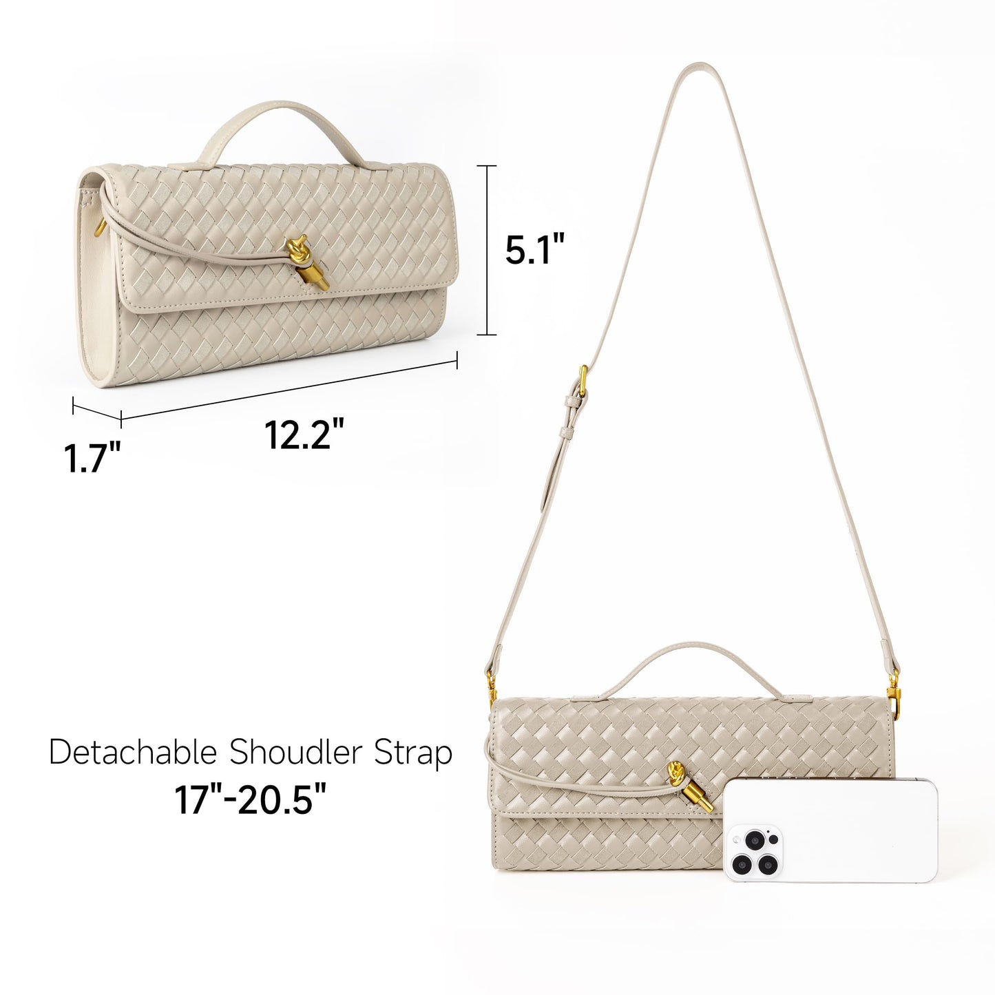 Joryin Woven Purse for Women Evening Clutch Woven Leather & Suede Handbags Crossbody Bag Suede Purse Formal Evening Bag