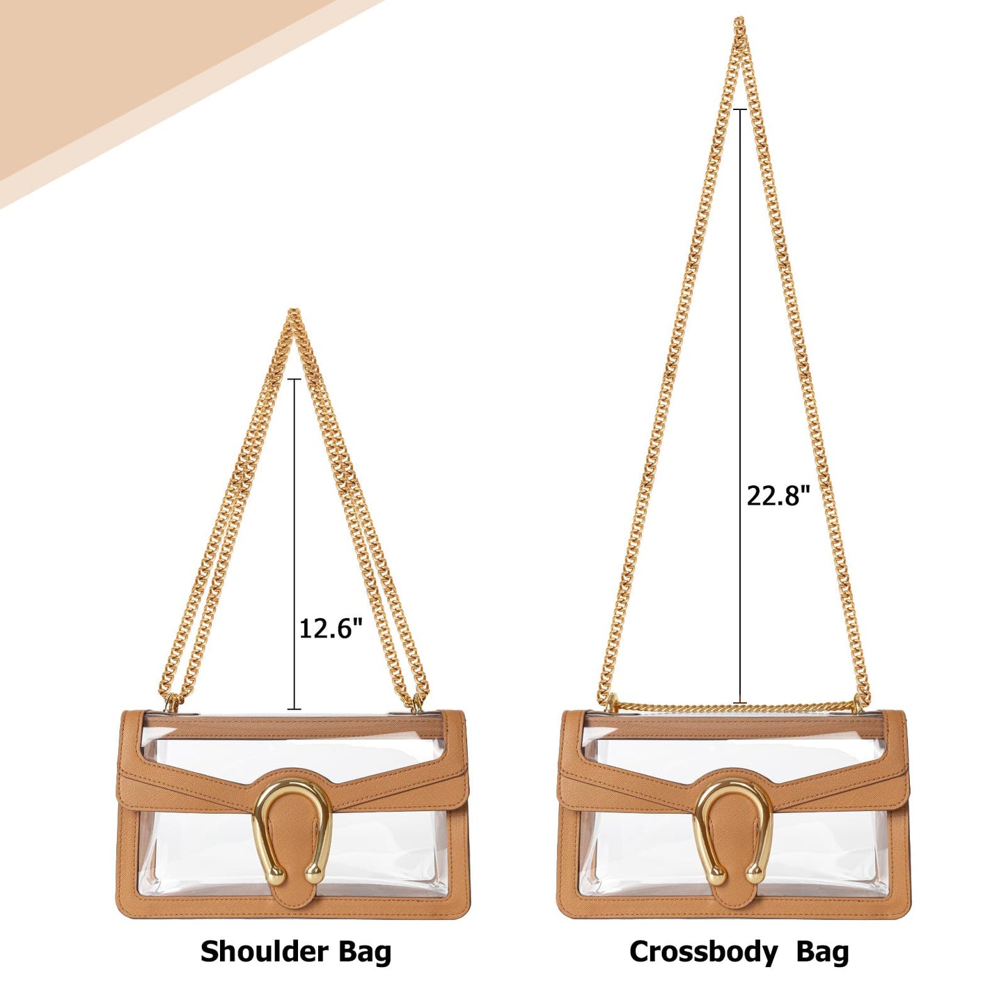 Joryin Women's Stadium Approved Crossbody Bag for Women, Small Clear Bag Shoudler Purse with Chain Strap