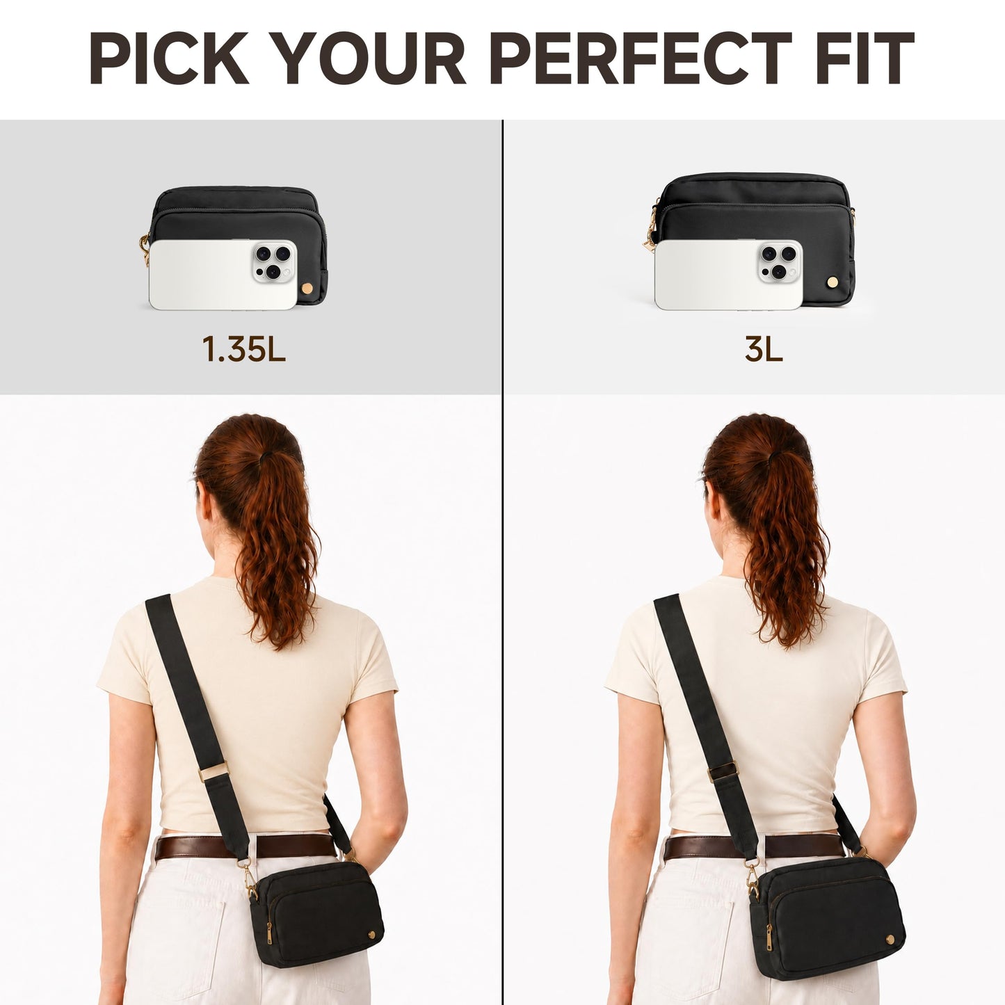 Joryin Anti Theft Crossbody Bag for Women, Slash-resistant RFID Blocking Travel Purses, 1.35L/3L Shoulder Bag, Nylon
