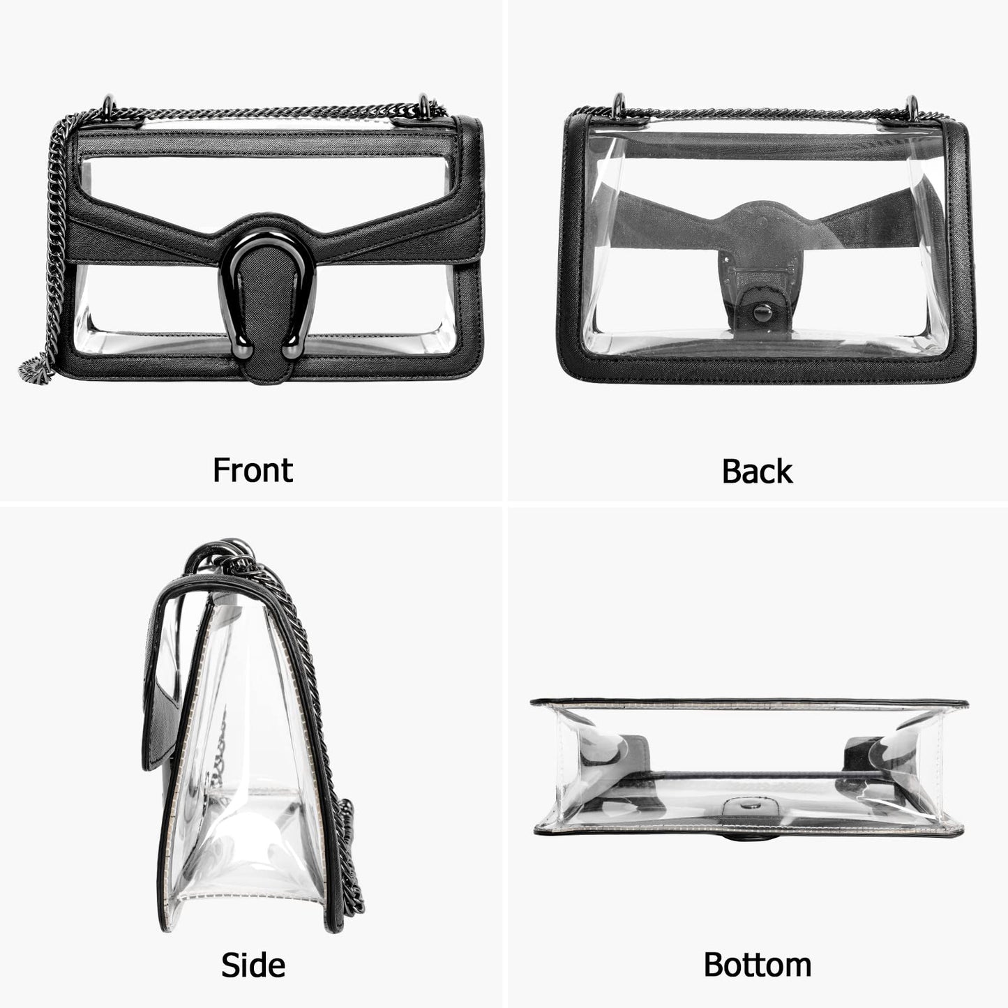 Joryin Women's Stadium Approved Crossbody Bag for Women, Small Clear Bag Shoudler Purse with Chain Strap