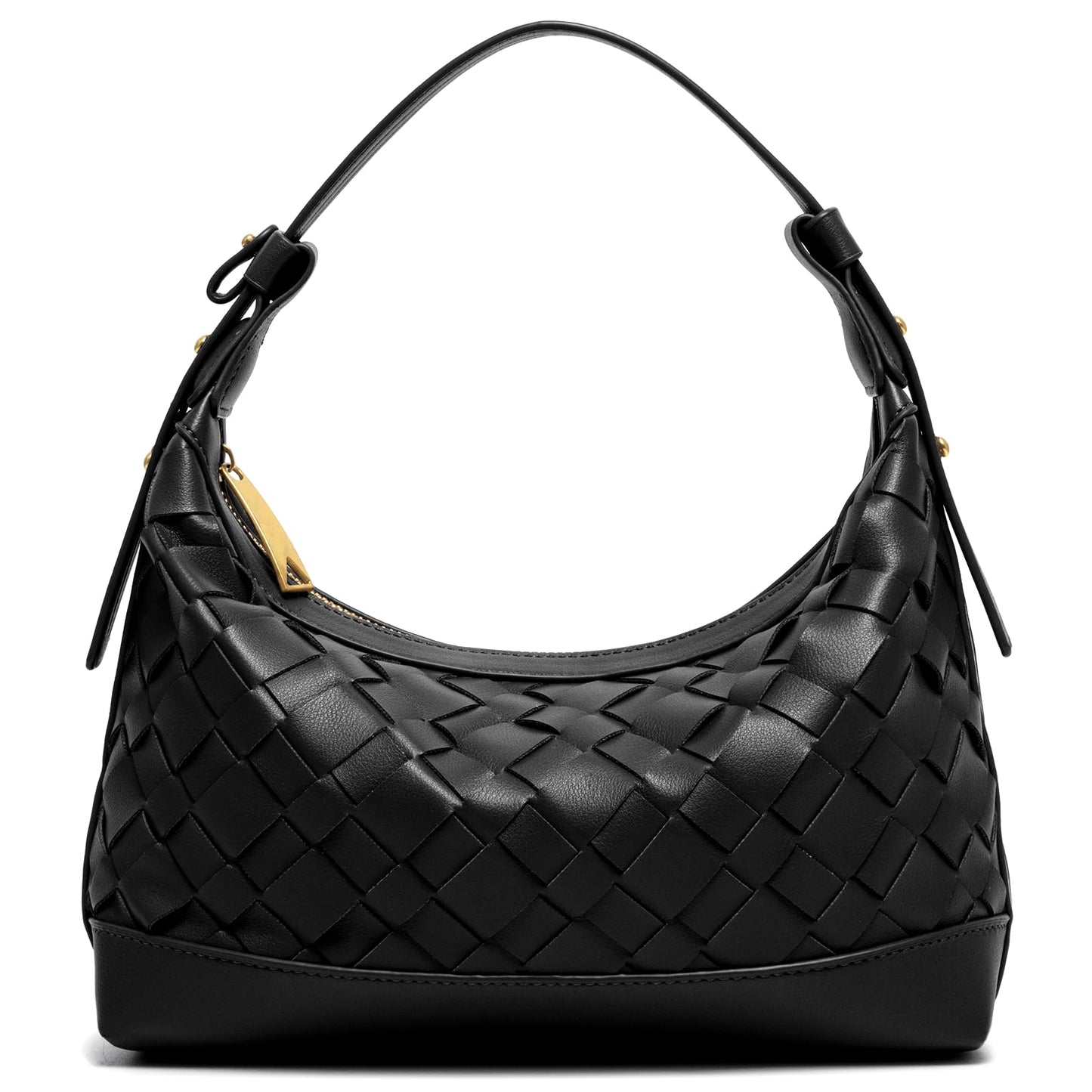 Joryin Woven Shoulder Bag for Women, Woven Purse Crossbody Bag Braided Handbag Top-Handle Vegan Leather Under Arm Bag Black