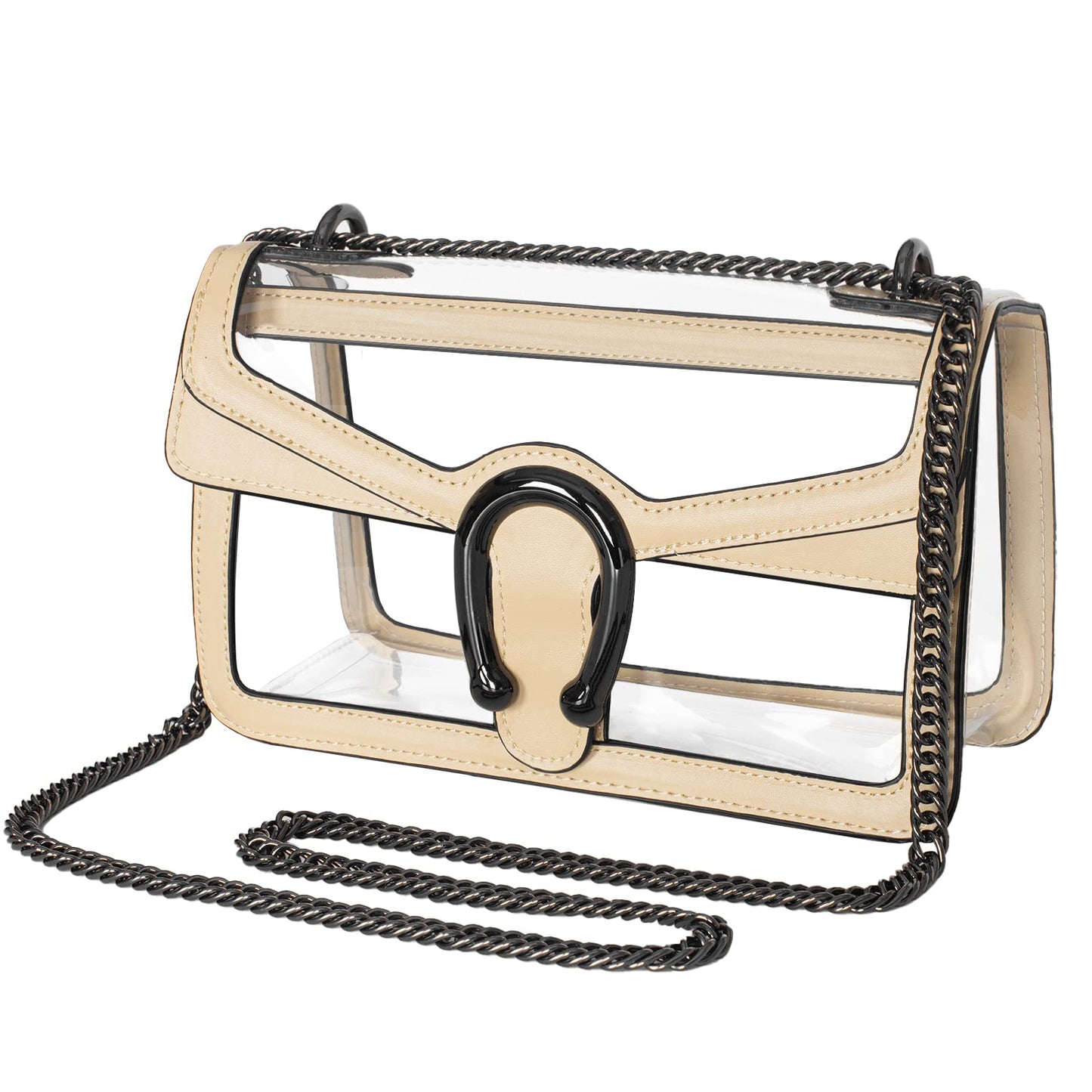 Joryin Women's Stadium Approved Crossbody Bag for Women, Small Clear Bag Shoudler Purse with Chain Strap