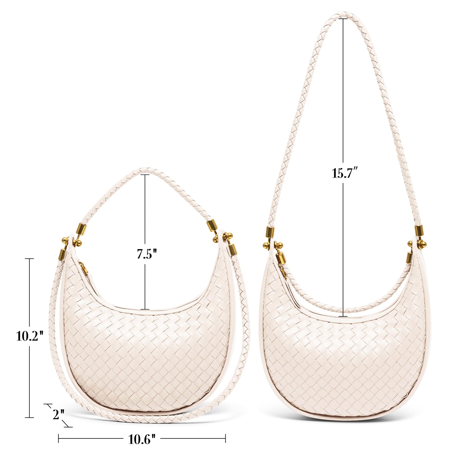 Joryin Woven Leather Crescent Shoulder Bag for Women, Saddle Purse Braided Top-Handle Handbag Under Arm Bag Woven Black