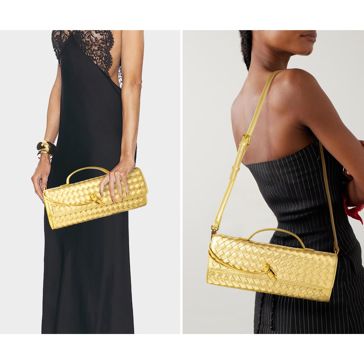 Joryin Woven Purse for Women Evening Clutch Woven Leather Handbags Crossbody Bag Purse Formal Evening Bag, Vegan Leather