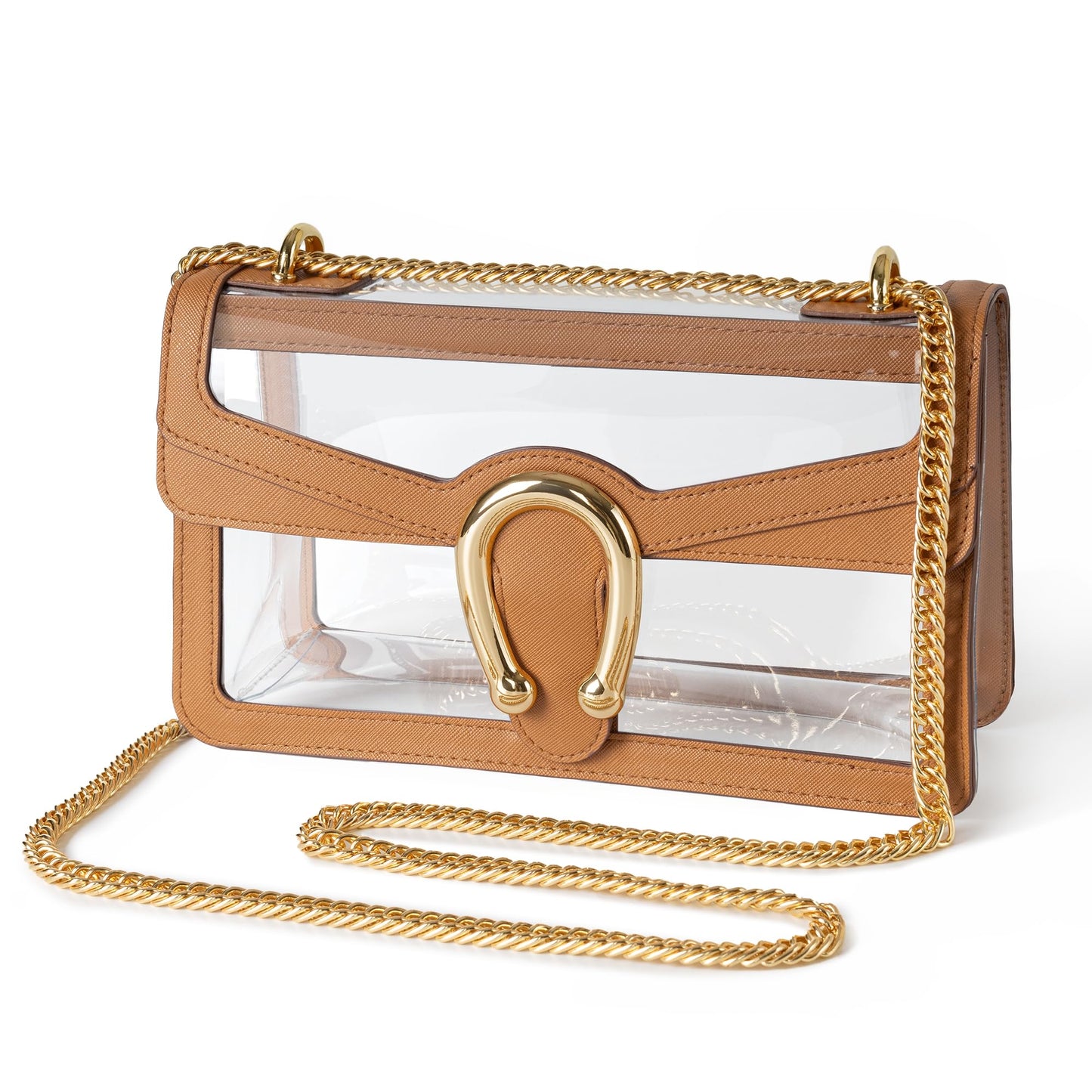 Joryin Women's Stadium Approved Crossbody Bag for Women, Small Clear Bag Shoudler Purse with Chain Strap