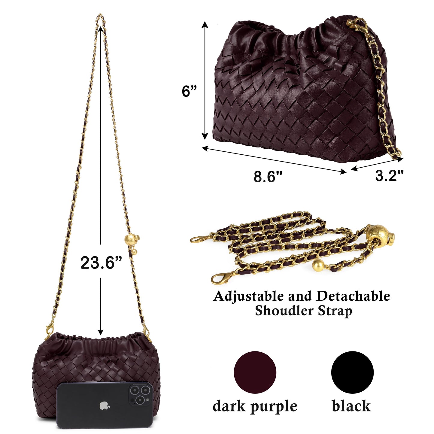 Small Crossbody Bag For Women Trendy.Dumpling Bag Clutch Purse For Women Evening Bag Cloud Purse Vegan Leather Hobo Bag