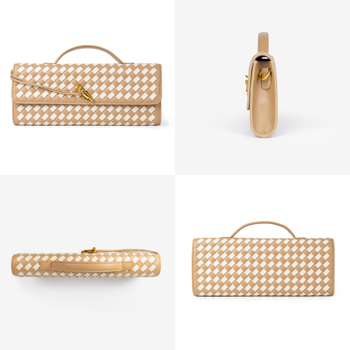 Joryin Woven Purse for Women Evening Clutch Woven Leather Handbags Crossbody Bag Purse Formal Evening Bag, Vegan Leather