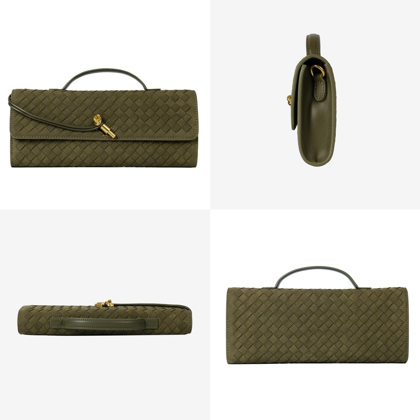 Joryin Woven Purse for Women Evening Clutch Woven Leather Handbags Suede Crossbody Bag Purse Formal Evening Bag