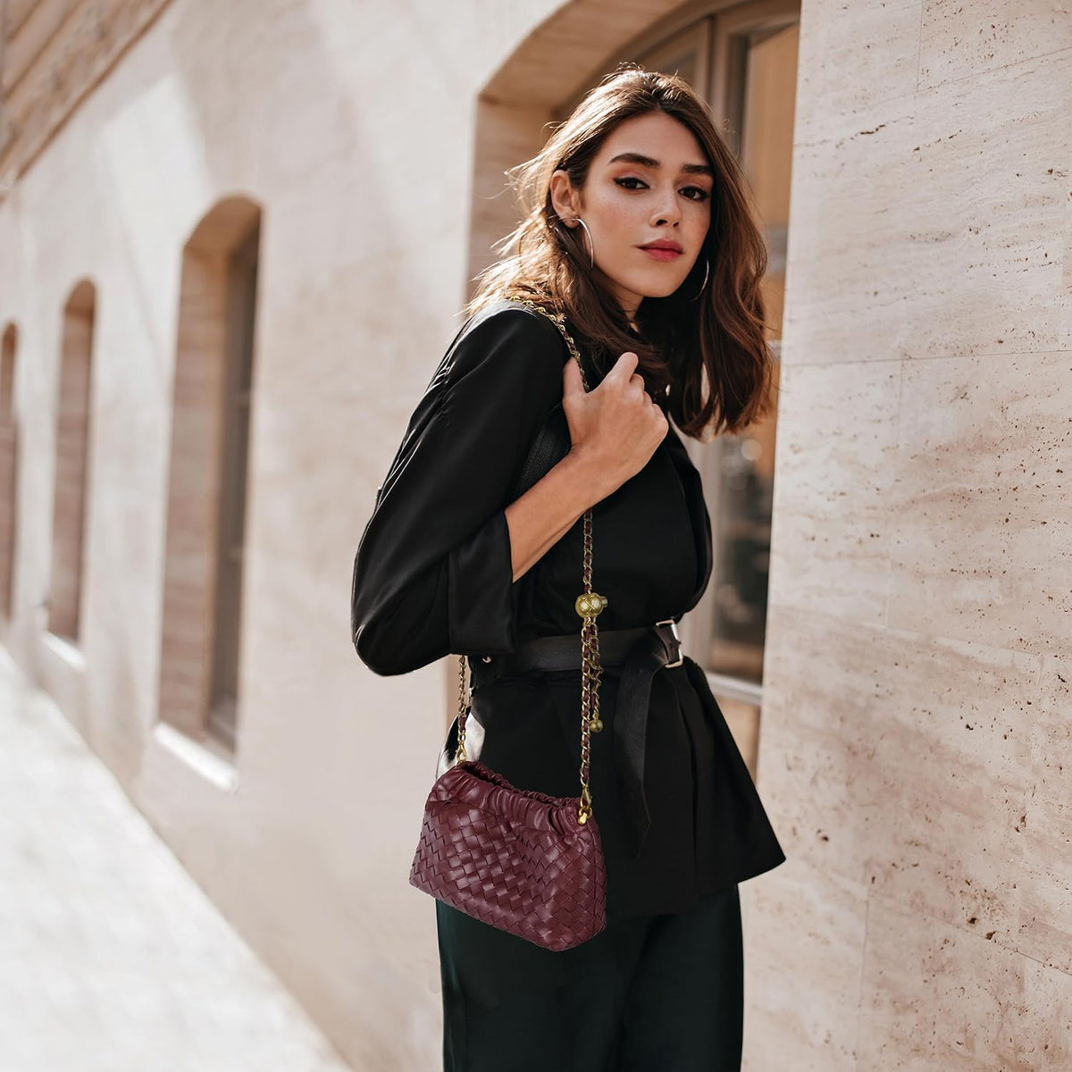 Joryin Woven Women's Crossbody Bag & Evening Purse, Trendy Dumpling Clutch & Hobo Cloud Shoulder Bag Trendy Dumpling Clutch