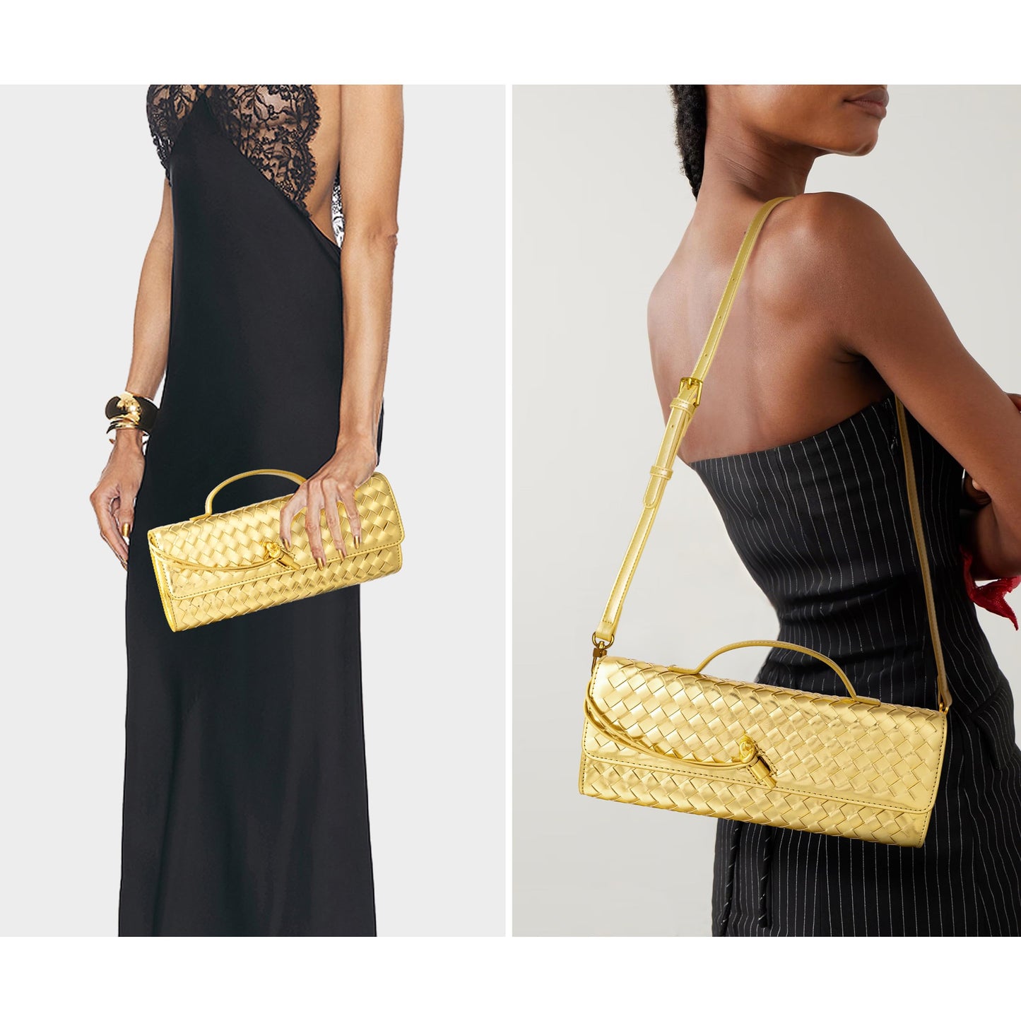 Woven Purse for Women Evening Clutch Woven Leather Handbags Crossbody Bag Formal Evening Bag Charcoal Woven Leather