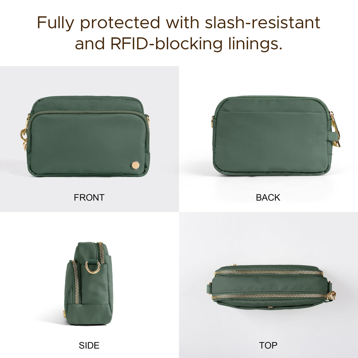 Joryin Anti Theft Crossbody Bag for Women, Slash-resistant RFID Blocking Travel Purses, 1.35L/3L Shoulder Bag, Nylon