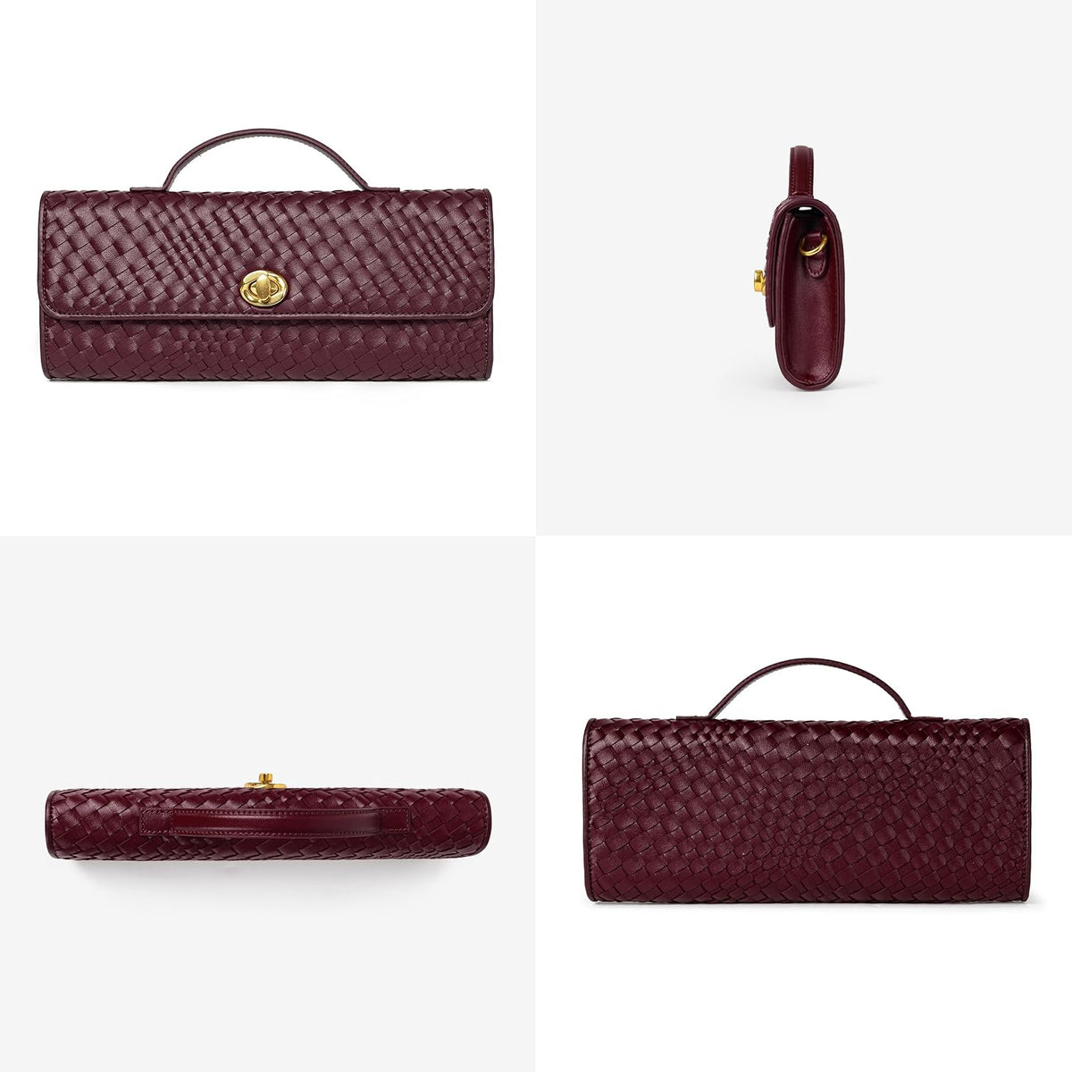 Joryin Woven Purse for Women Evening Clutch Woven Leather & Suede Handbags Crossbody Bag Purse Formal Evening Bag