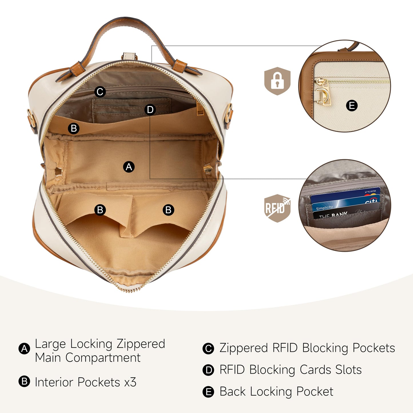 Anti Theft Crossbody Bag for Women Trendy, Rfid Blocking Crossbody Purse Travel Bag Top Handle Small Shoulder Handbag Brown Peach