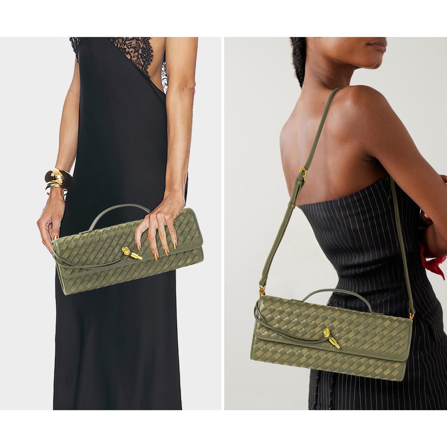 Joryin Woven Purse for Women Evening Clutch Woven Leather & Suede Handbags Crossbody Bag Suede Purse Formal Evening Bag