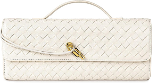 Joryin Woven Purse for Women Evening Clutch Woven Leather Handbags Crossbody Bag Purse Formal Evening Bag, Vegan Leather