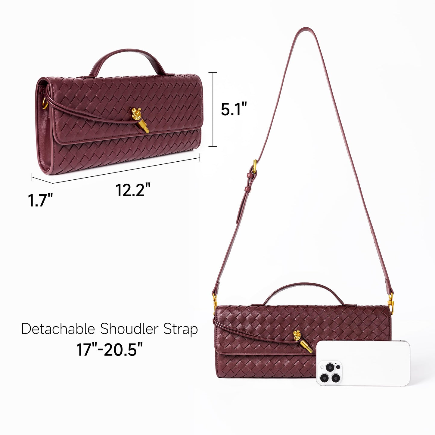 Woven Purse for Women Evening Clutch Woven Leather Handbags Crossbody Bag Formal Evening Bag Charcoal Woven Leather