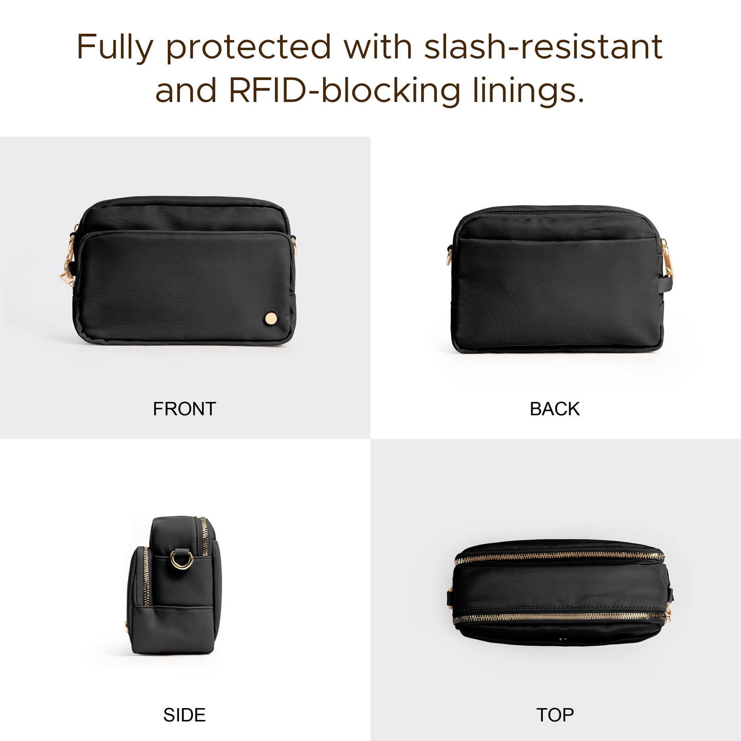 Joryin Anti Theft Crossbody Bag for Women, Slash-resistant RFID Blocking Travel Purses, 1.35L/3L Shoulder Bag, Nylon