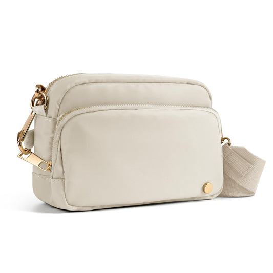 Anti Theft Crossbody Bag for Women, Slash-resistant RFID Blocking Travel Purses, Small Shoulder Bag Handbag, Nylon BEIGE