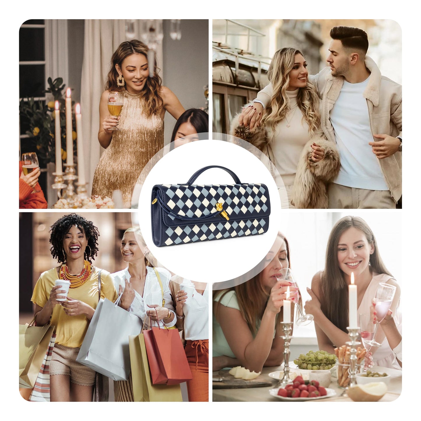 Joryin Woven Purse for Women Evening Clutch Woven Leather Handbags Crossbody Bag Purse Formal Evening Bag, Vegan Leather