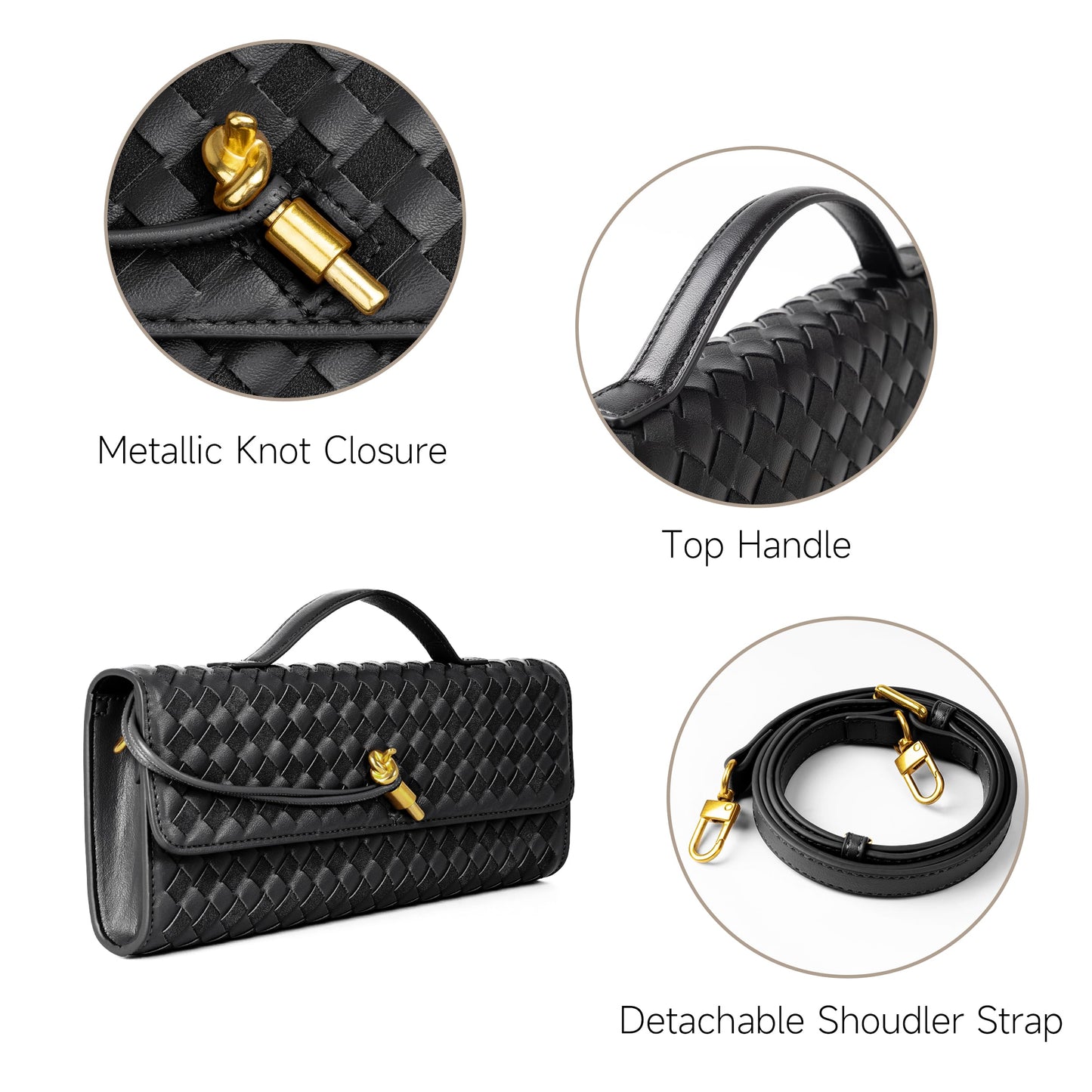 Joryin Woven Purse for Women Evening Clutch Woven Leather & Suede Handbags Crossbody Bag Suede Purse Formal Evening Bag