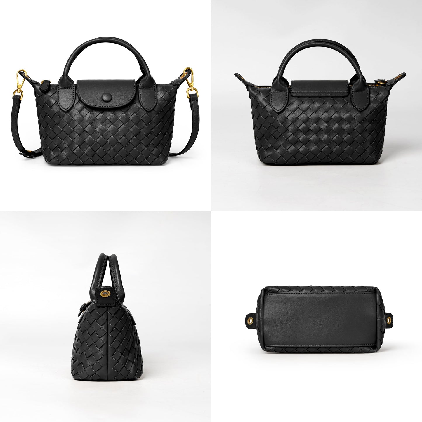 Joryin Hand Woven Purses for Women, Mini Crossbody Bag Dumpling Bag. Top Handle Bag Small Purse Braided Vegan Leather