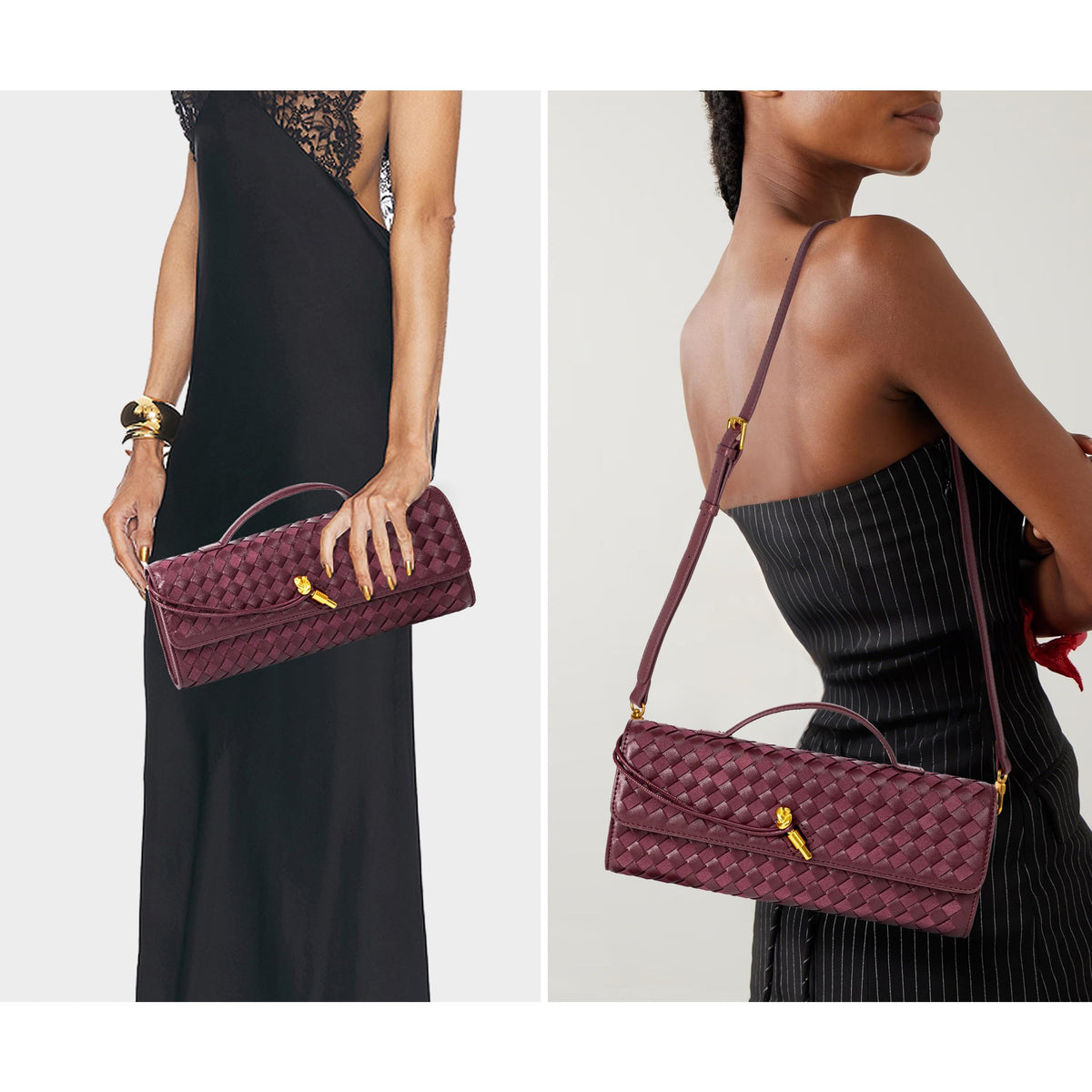 Joryin Woven Purse for Women Evening Clutch Woven Leather & Suede Handbags Crossbody Bag Suede Purse Formal Evening Bag