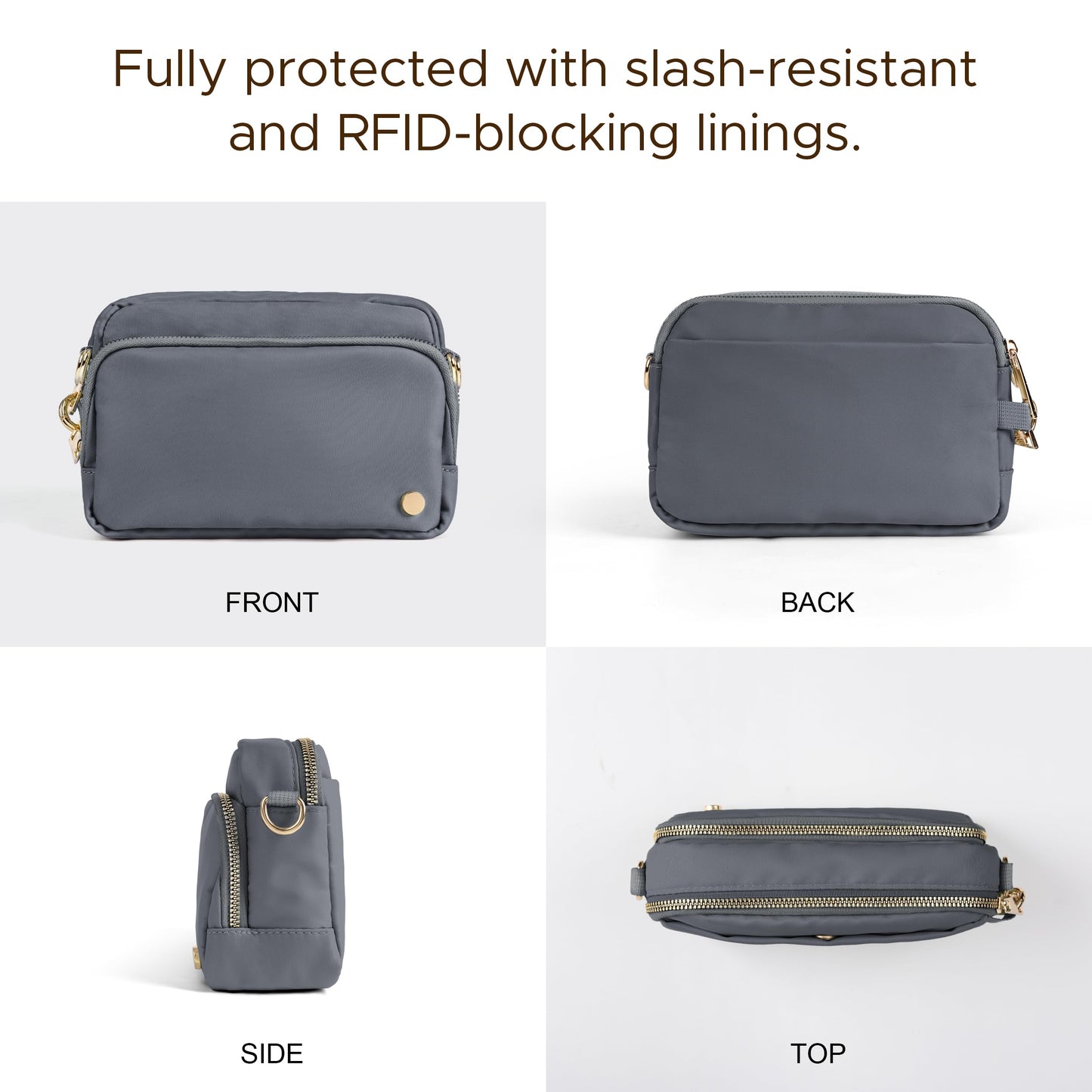 Joryin Anti Theft Crossbody Bag for Women, Slash-resistant RFID Blocking Travel Purses, 1.35L/3L Shoulder Bag, Nylon