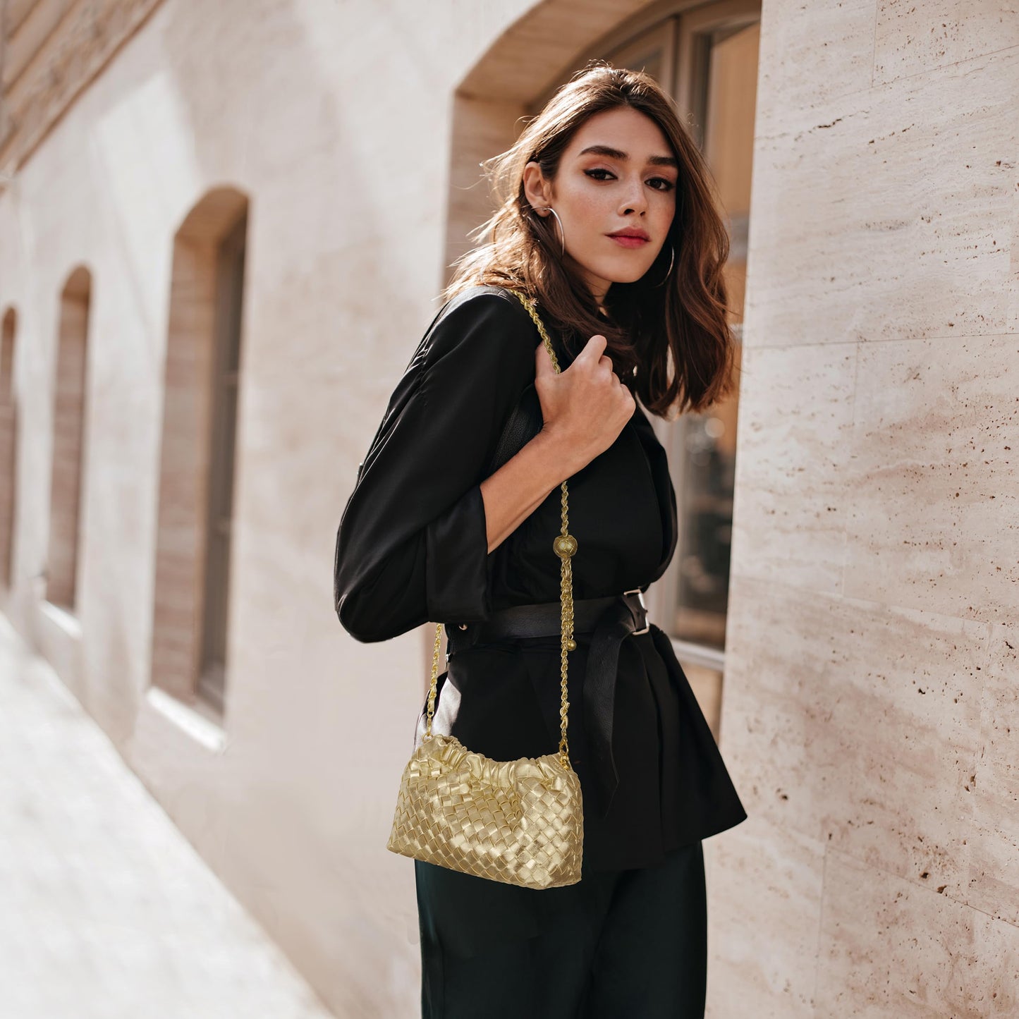 Joryin Woven Women's Crossbody Bag & Evening Purse, Trendy Dumpling Clutch & Hobo Cloud Shoulder Bag Trendy Dumpling Clutch