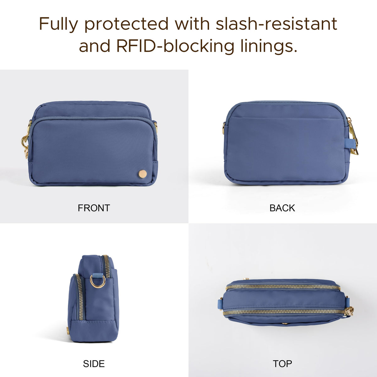 Joryin Anti Theft Crossbody Bag for Women, Slash-resistant RFID Blocking Travel Purses, 1.35L/3L Shoulder Bag, Nylon